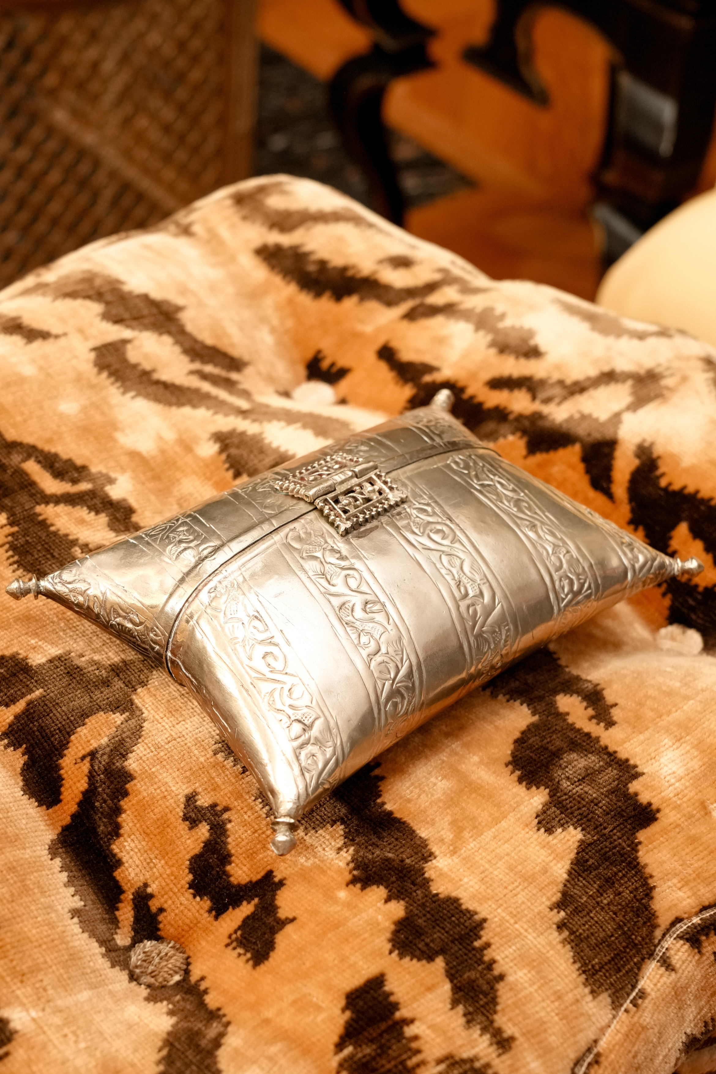 Early 20th-Century Silver Embossed Metal Evening Purse