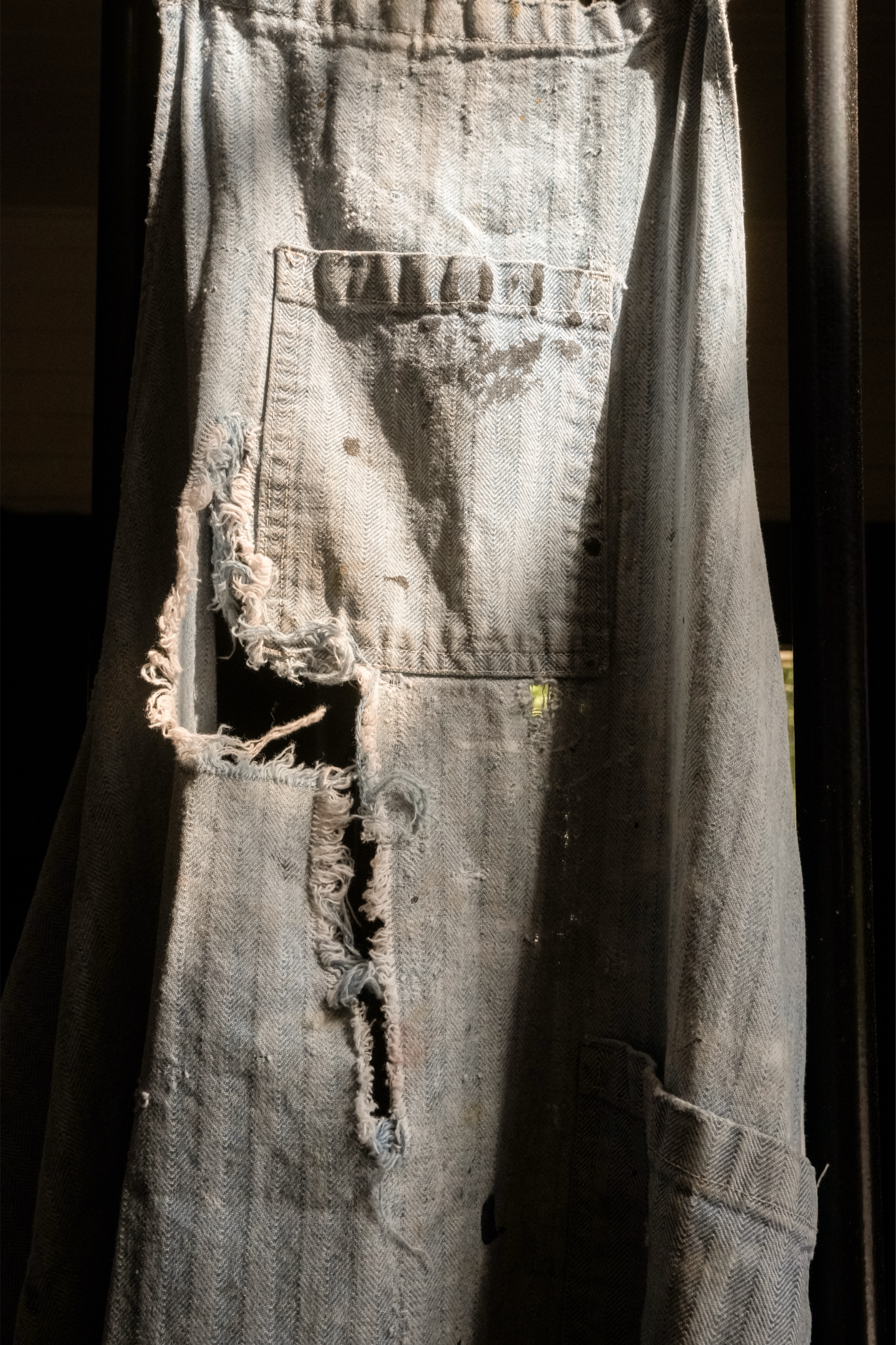 Heavily Distressed Vintage Herringbone Utility Apron | Artist Workwear Piece