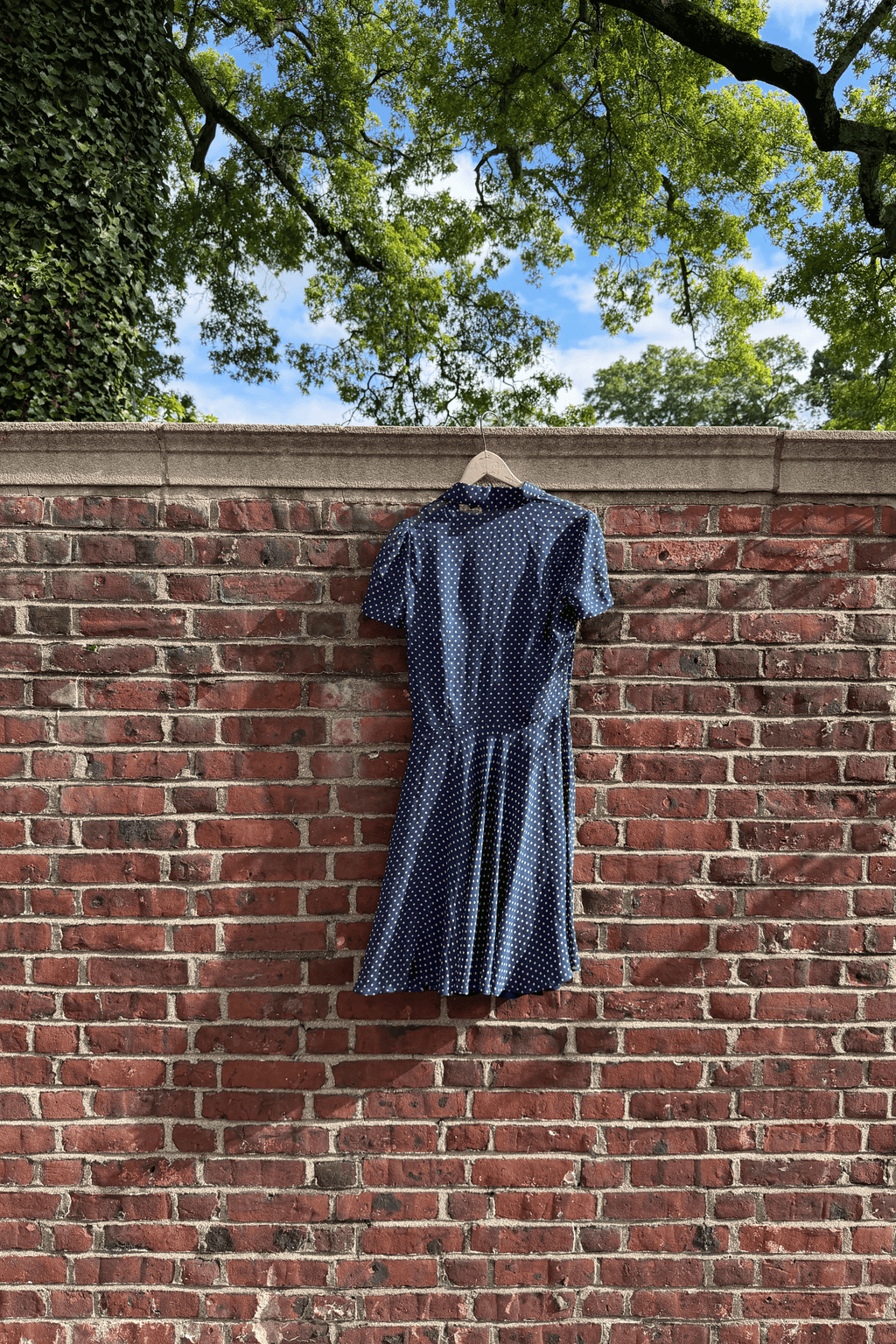 Polo Ralph Lauren Navy Blue Polka Dot Silk Shirt Dress (XS-S)