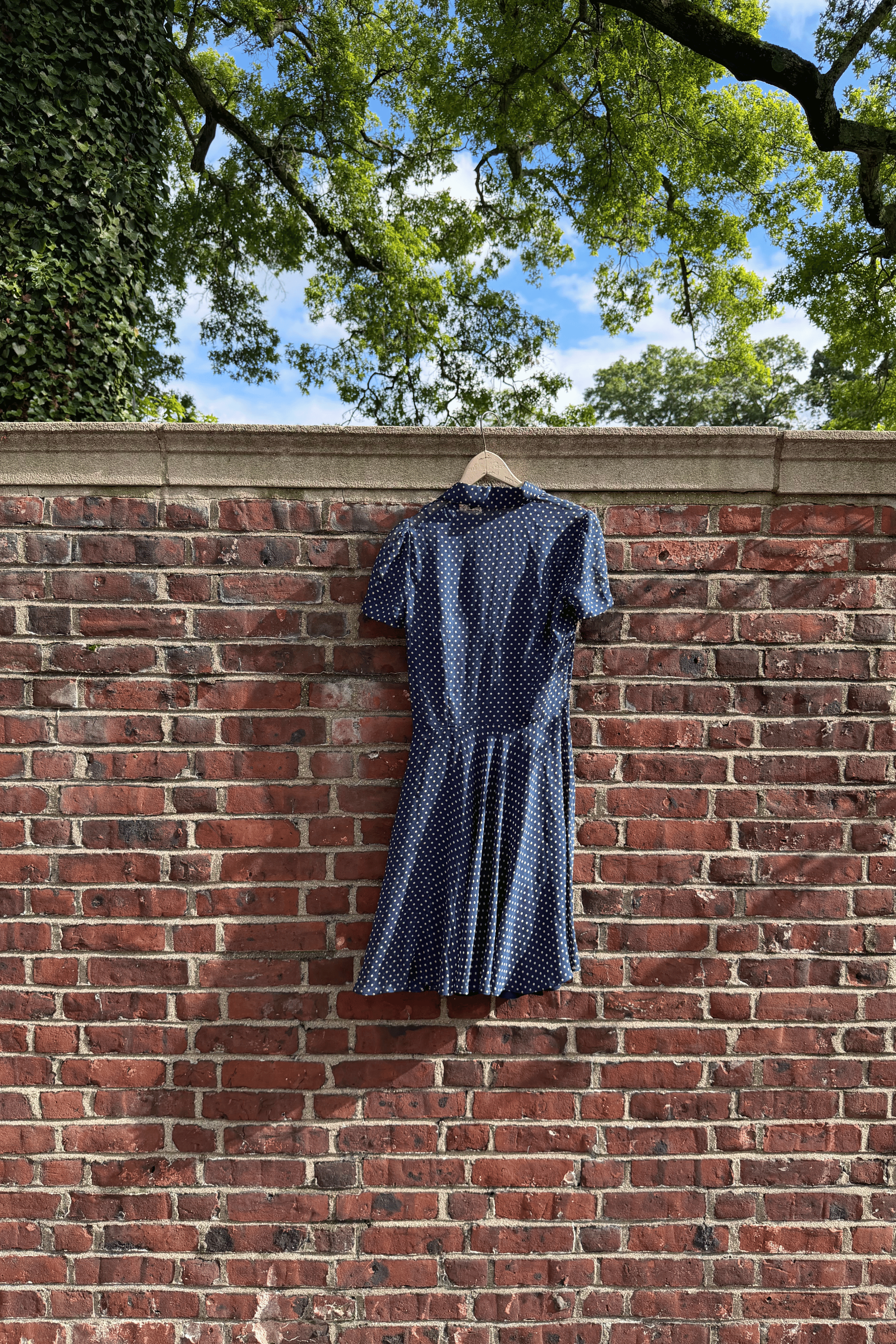 Polo Ralph Lauren Navy Blue Polka Dot Silk Shirt Dress (XS-S)