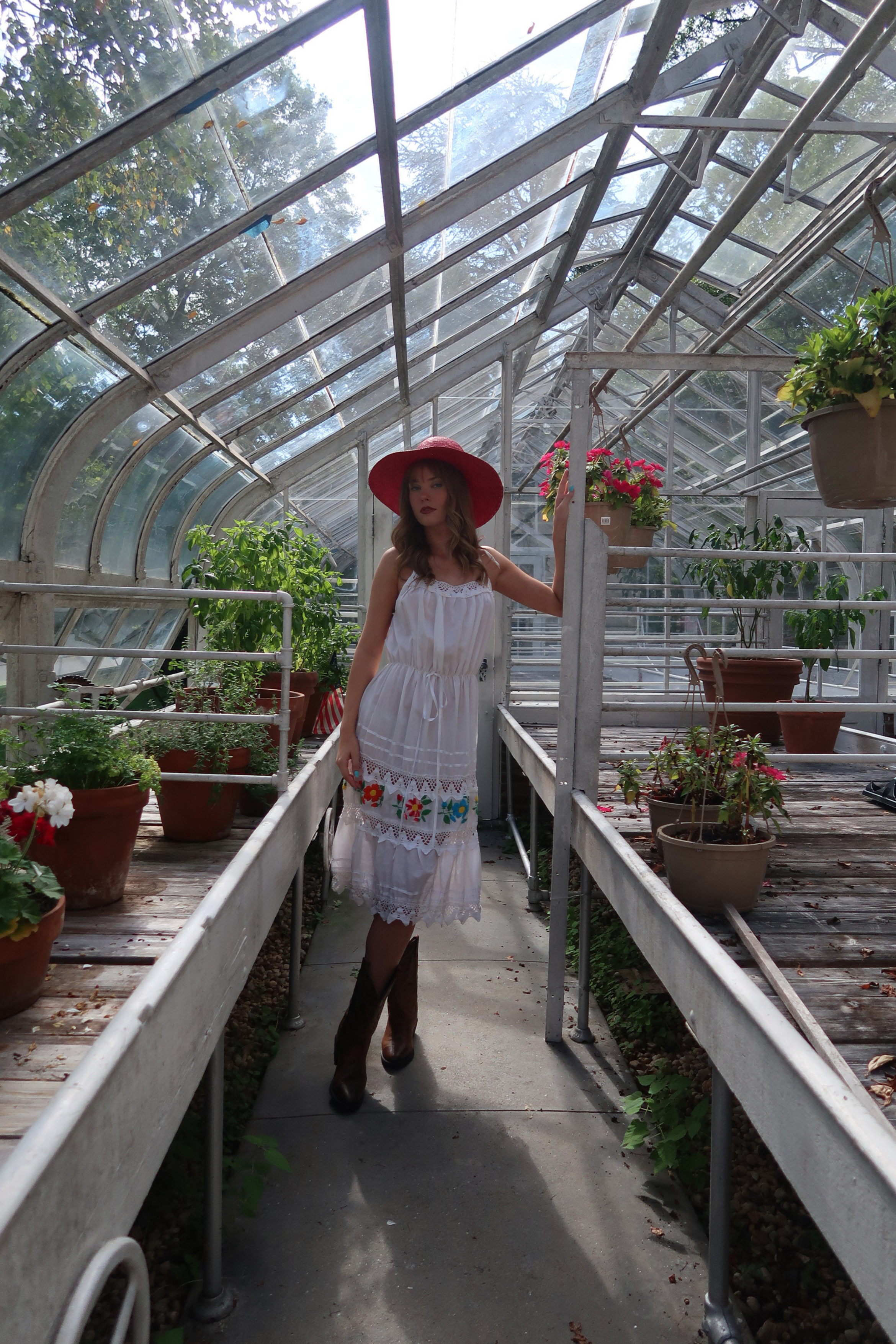 1960s Embroidered White Cotton Folk Dress (XS-M)