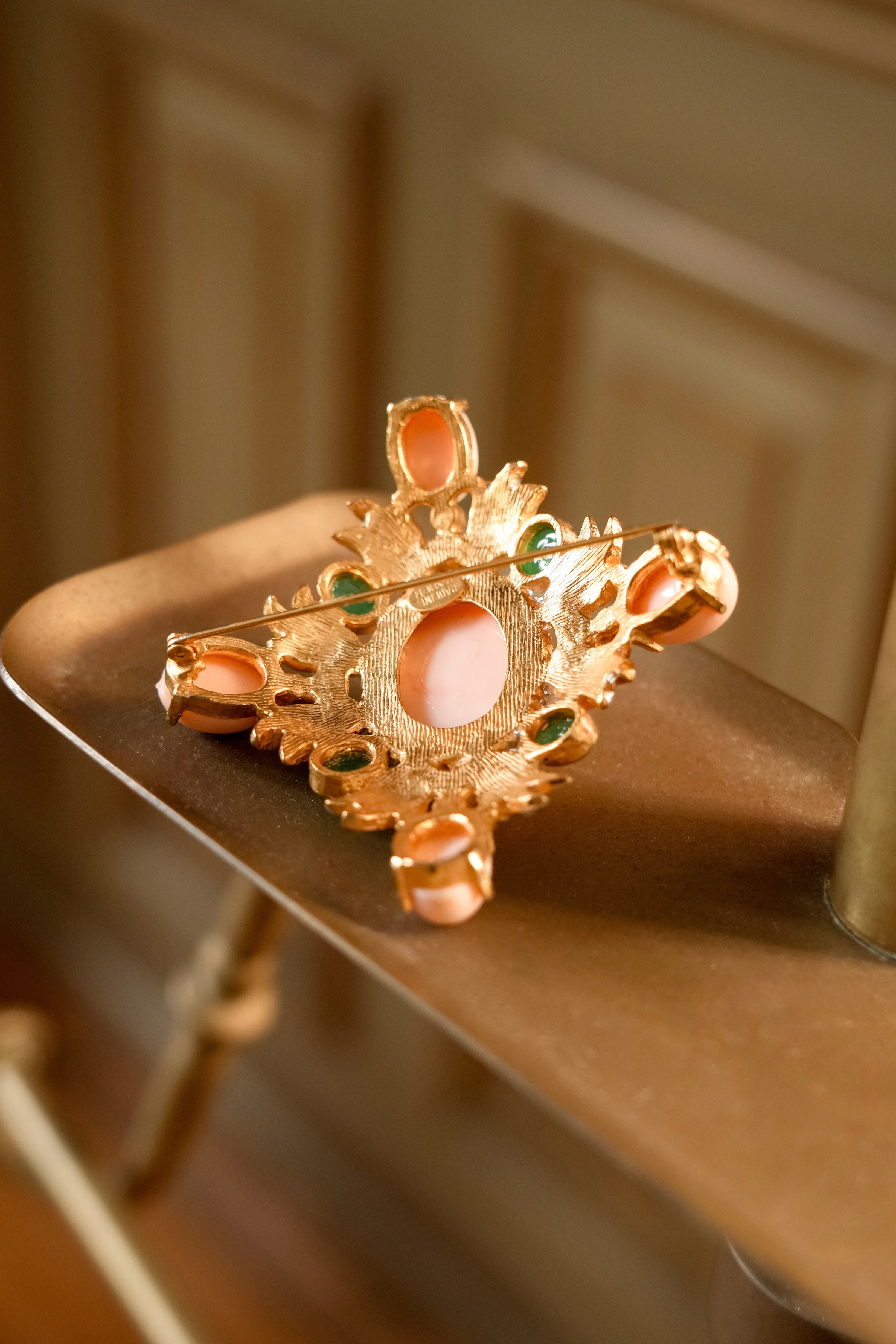 Pauline Rader Pink Cabochon Brooch