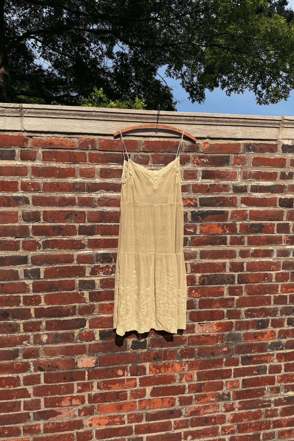 Vintage Cream Embroidered Mesh Camisole Mini Slip Dress | (S-L)