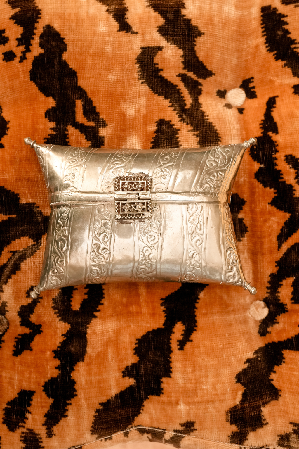 Early 20th-Century Silver Embossed Metal Evening Purse
