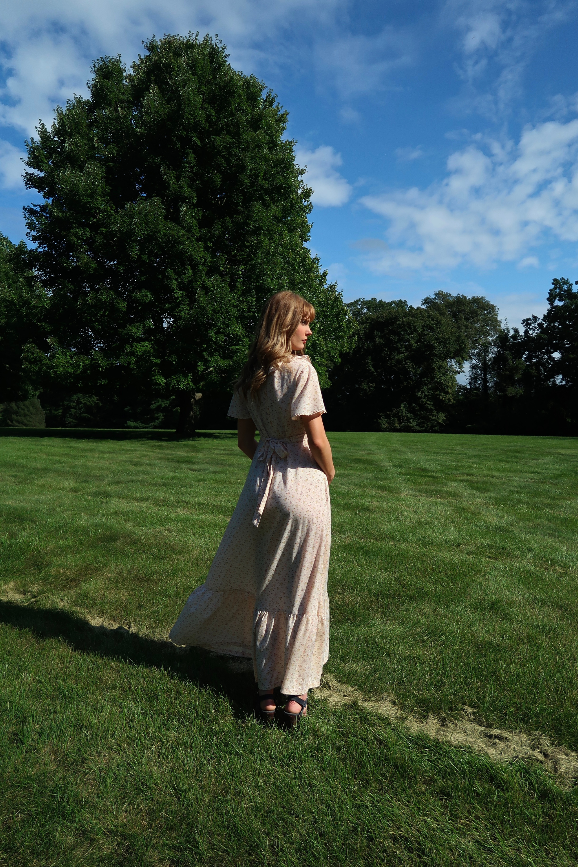 1970s Floral Prairie Maxi Dress