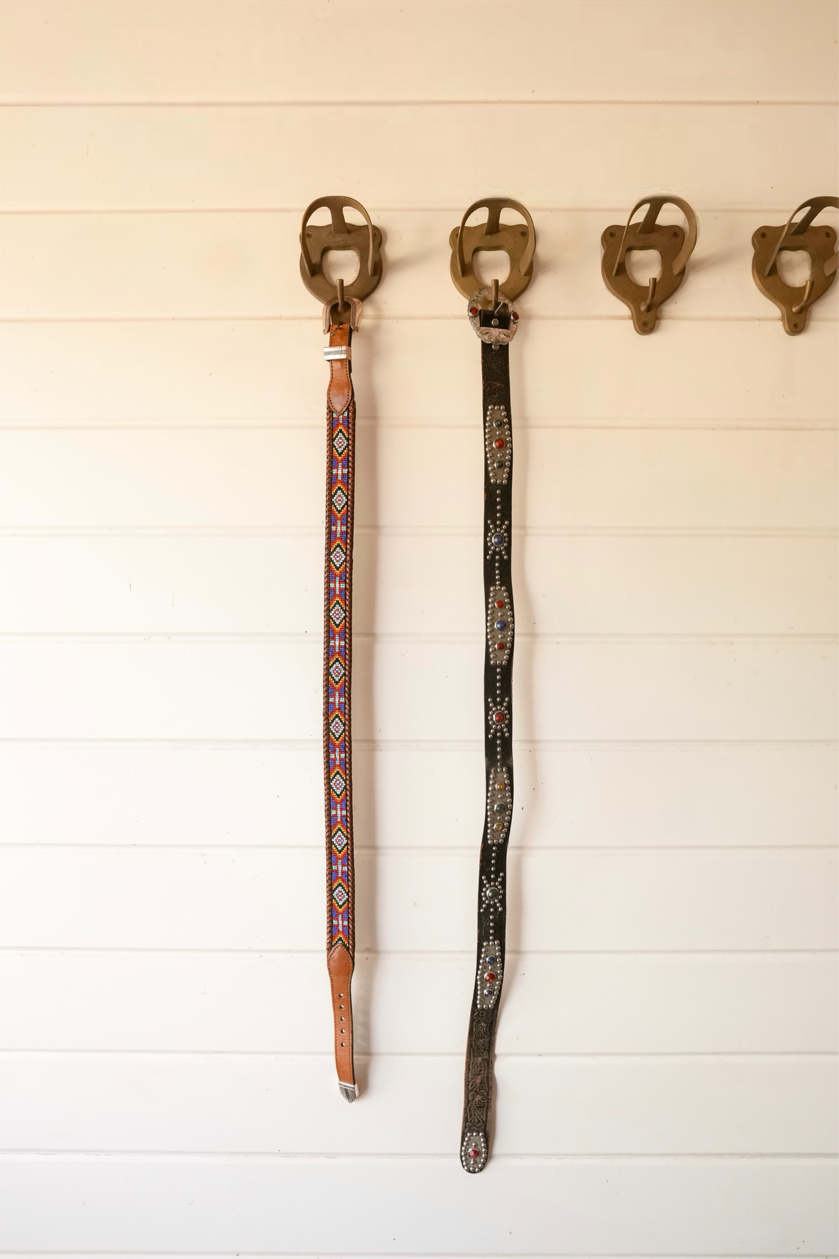 Vintage 1950s Western Studded Leather Belt |Jeweled Cowboy Rockabilly