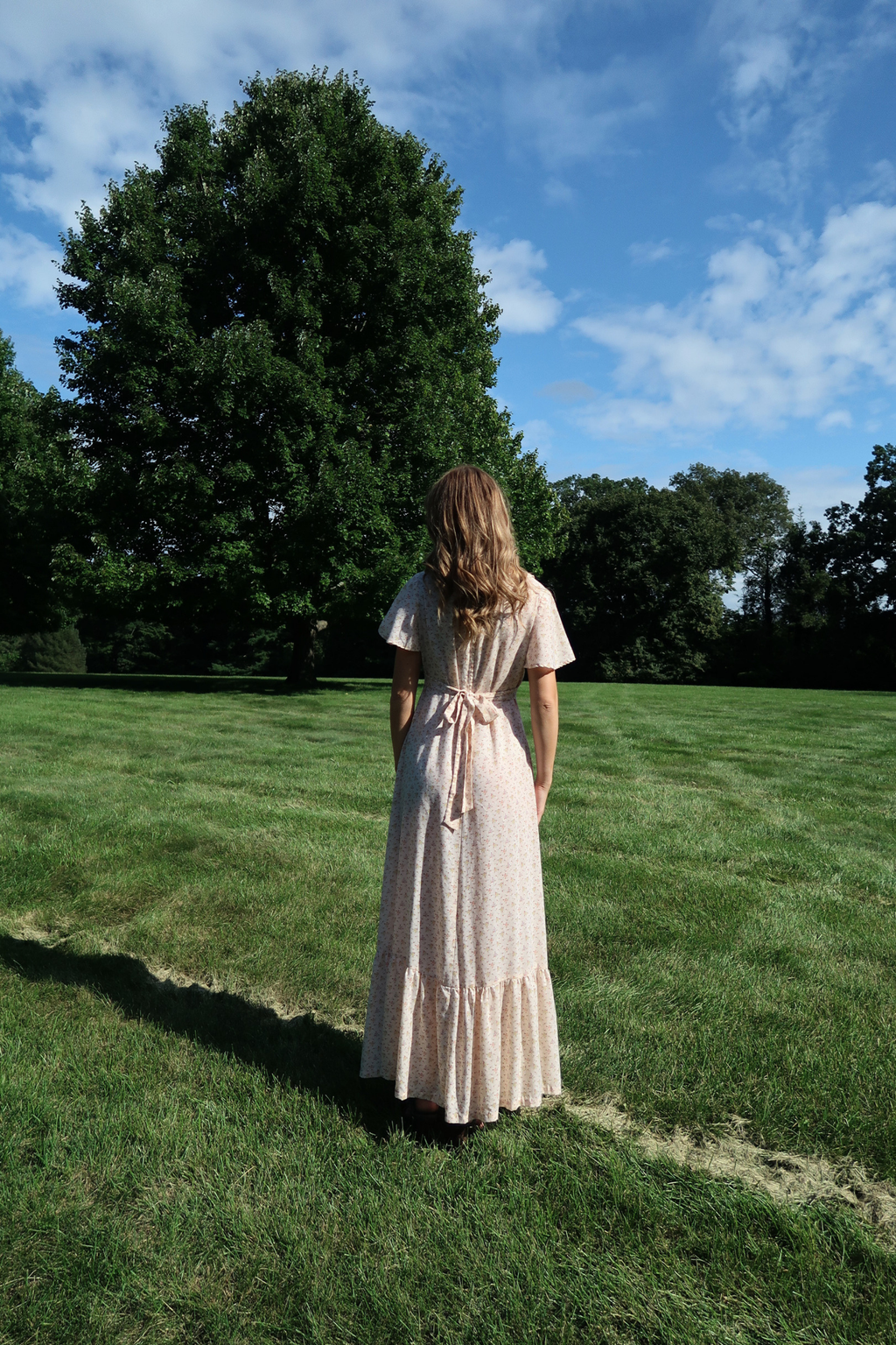 1970s Floral Prairie Maxi Dress
