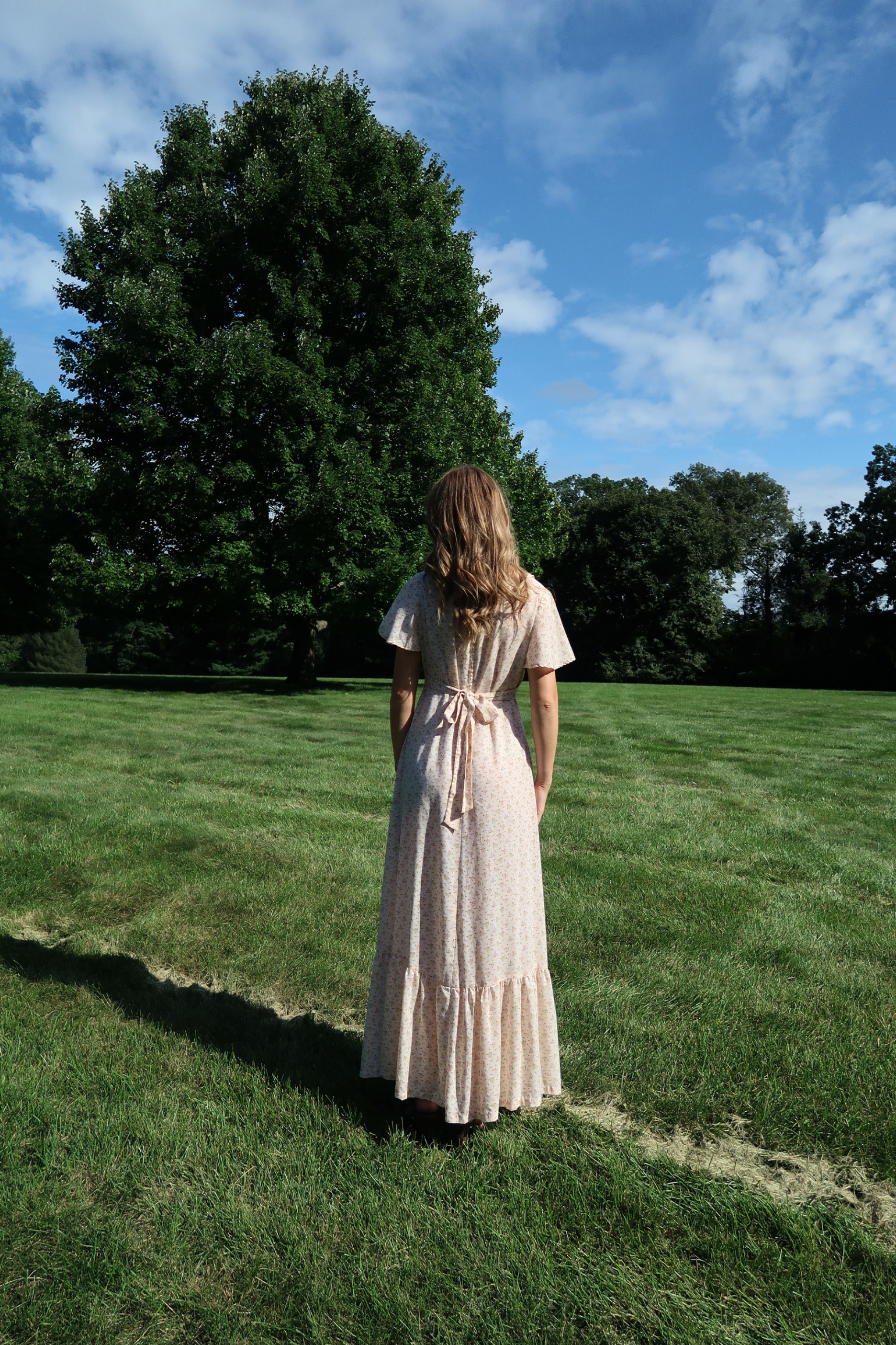 1970s Floral Prairie Maxi Dress