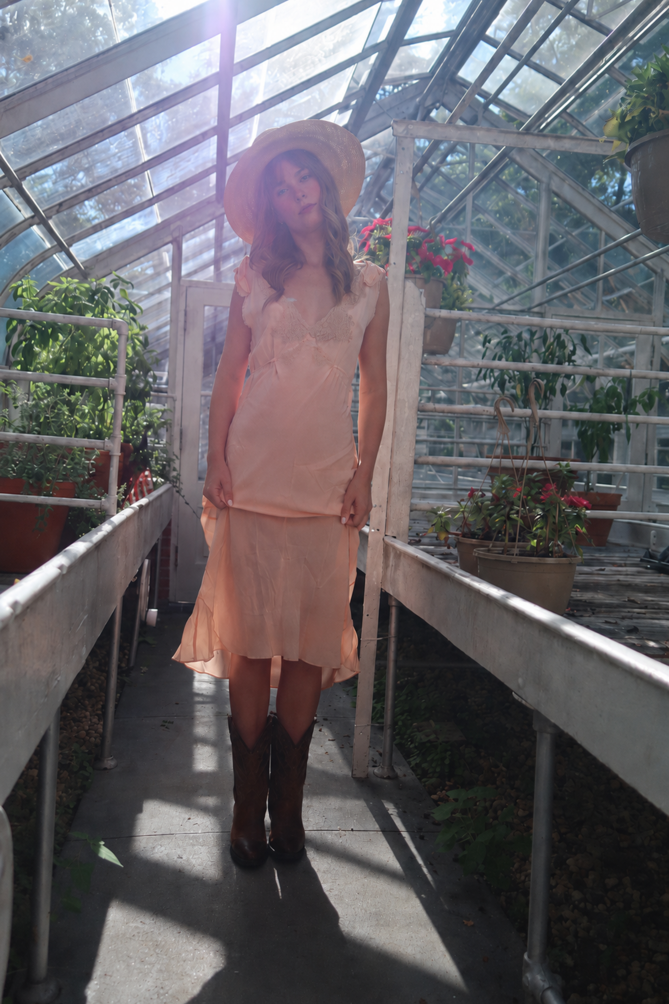1930s Pink Slip Dress | 100% Silk with Lace Applique & Back Ties (XS-M)