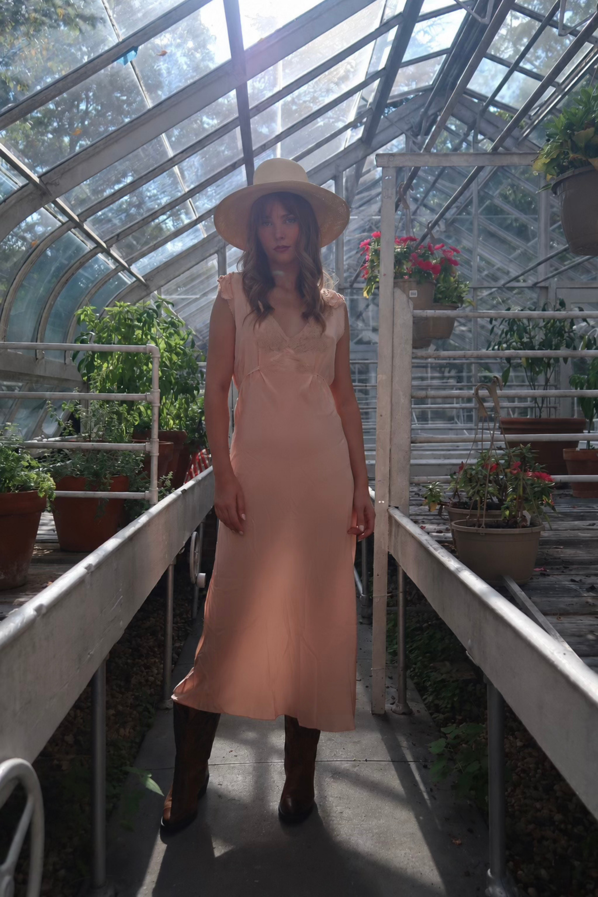 1930s Pink Slip Dress | 100% Silk with Lace Applique & Back Ties (XS-M)