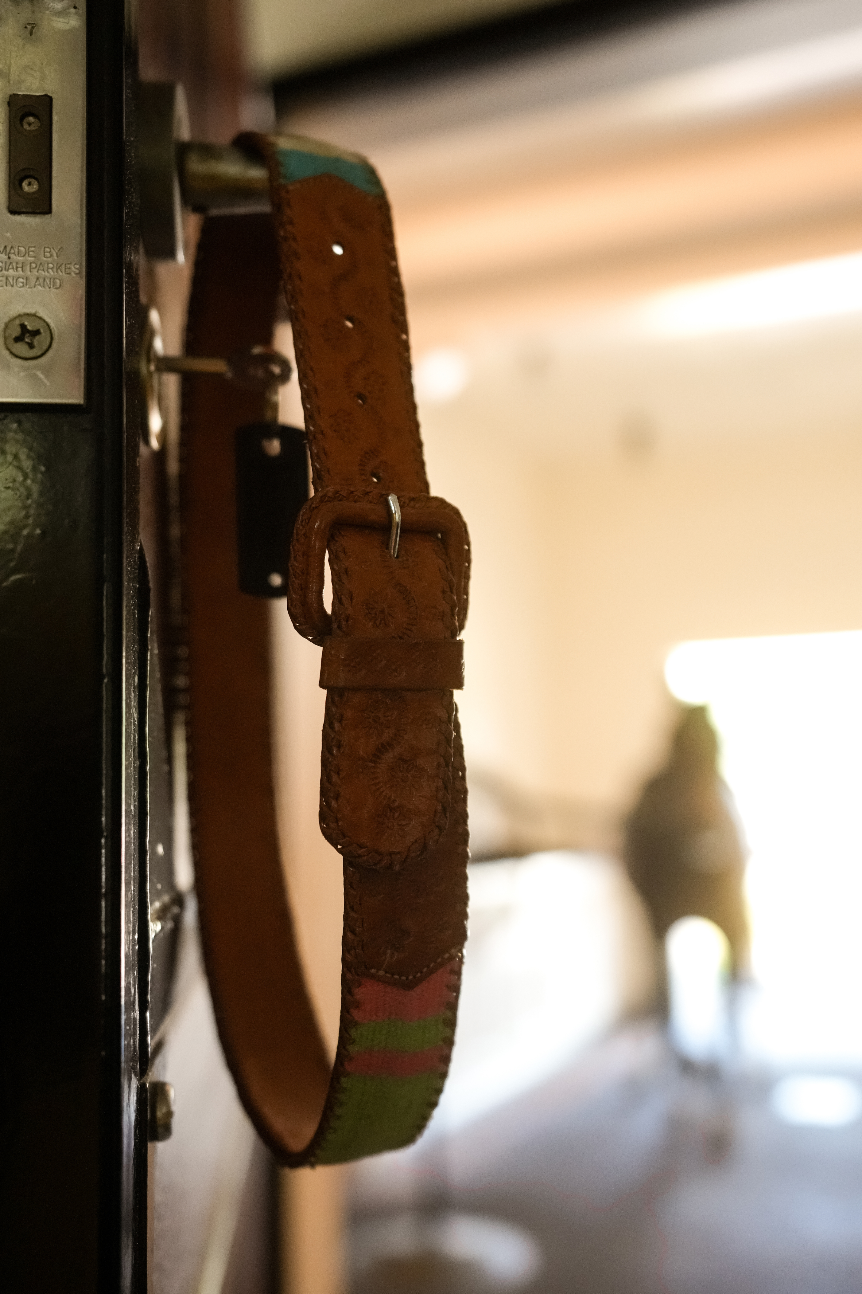 Vintage Artisan Hand-Tooled Leather & Woven Textile Belt | Made in Guatemala | Size 28