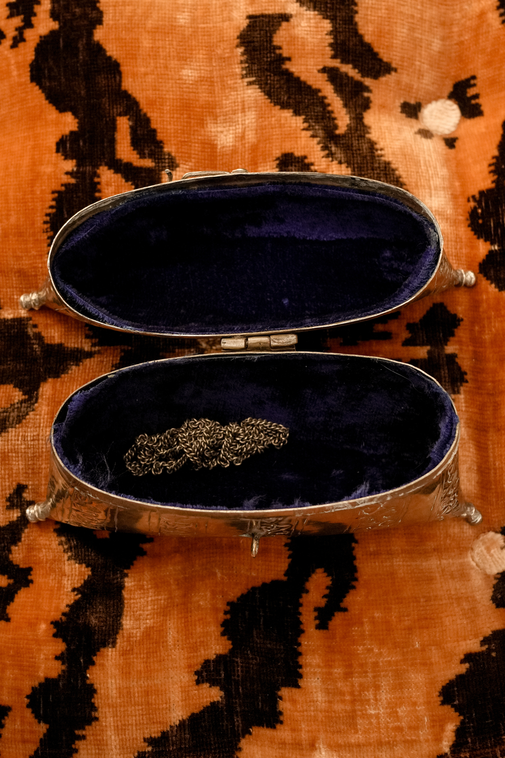 Early 20th-Century Silver Embossed Metal Evening Purse