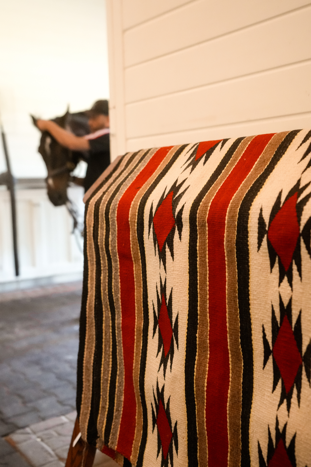 Early 20th Century Navajo Wool Rug | Red Diamond Geometric Design | 68” x 42”