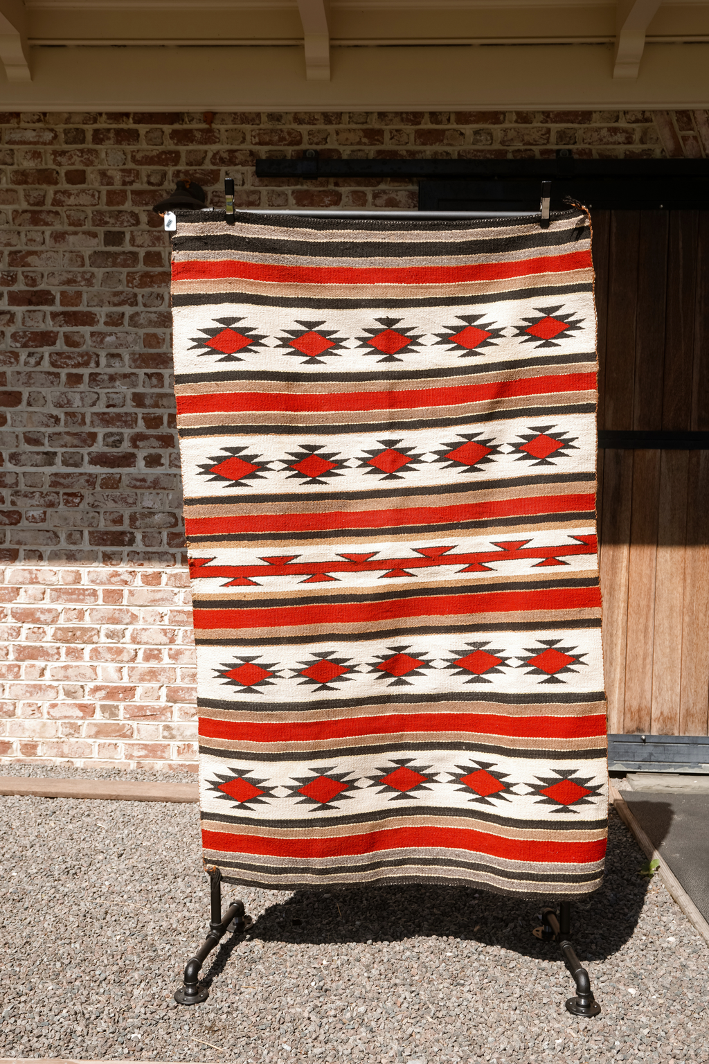 Early 20th Century Navajo Wool Rug | Red Diamond Geometric Design | 68” x 42”