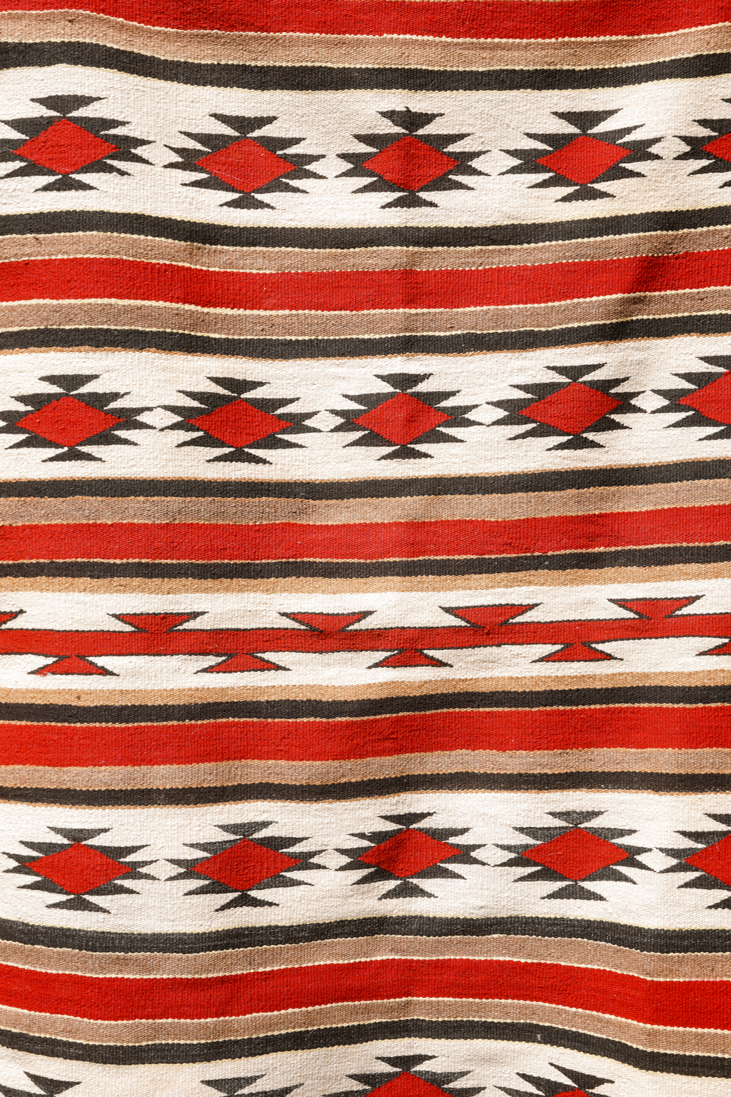 Early 20th Century Navajo Wool Rug | Red Diamond Geometric Design | 68” x 42”