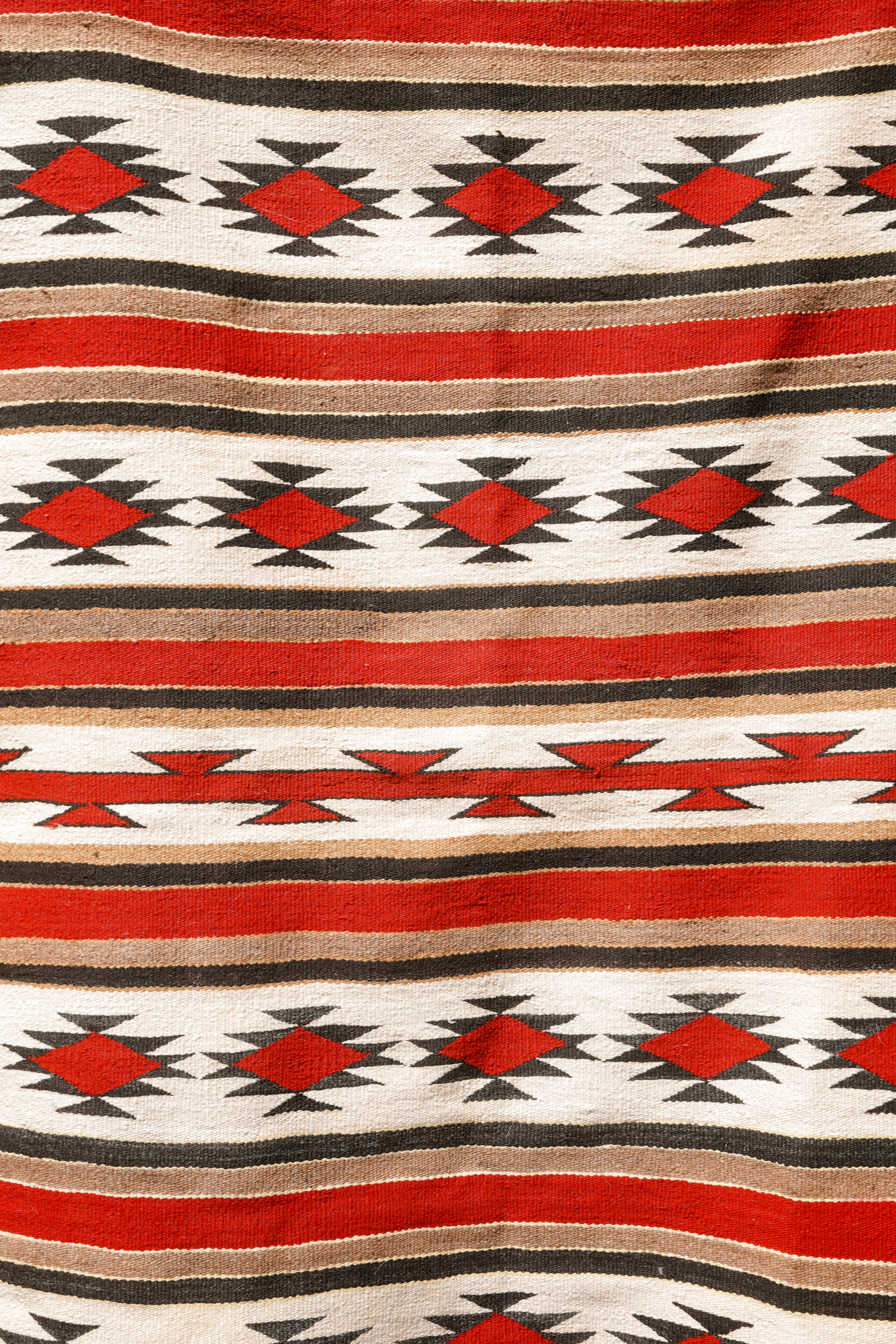 Early 20th Century Navajo Wool Rug | Red Diamond Geometric Design | 68” x 42”