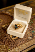 Fine Vintage 14K Gold Brutalist Statement Ring with Lapis Lazuli Cabochon | Circa 1970s (6)