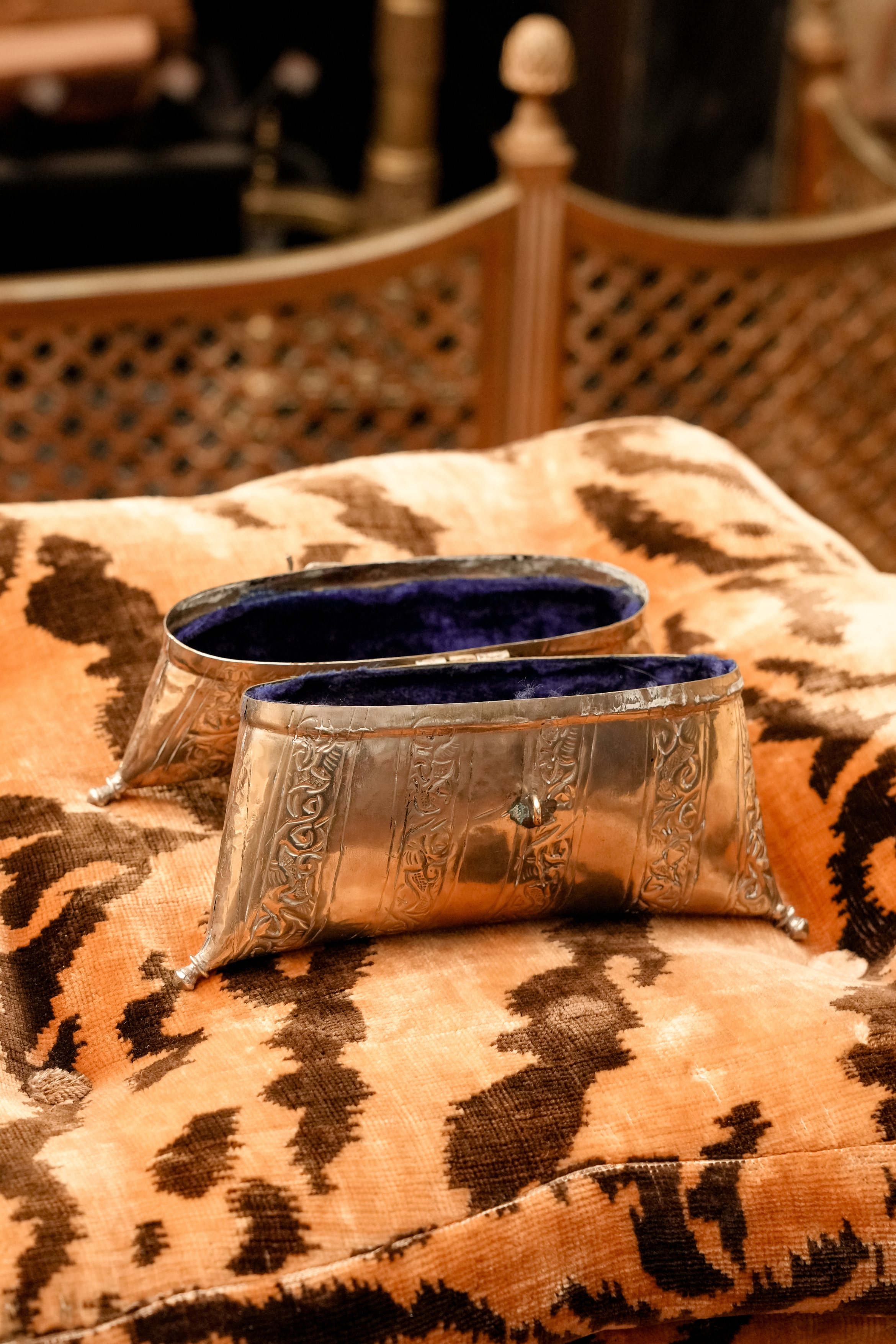 Early 20th-Century Silver Embossed Metal Evening Purse