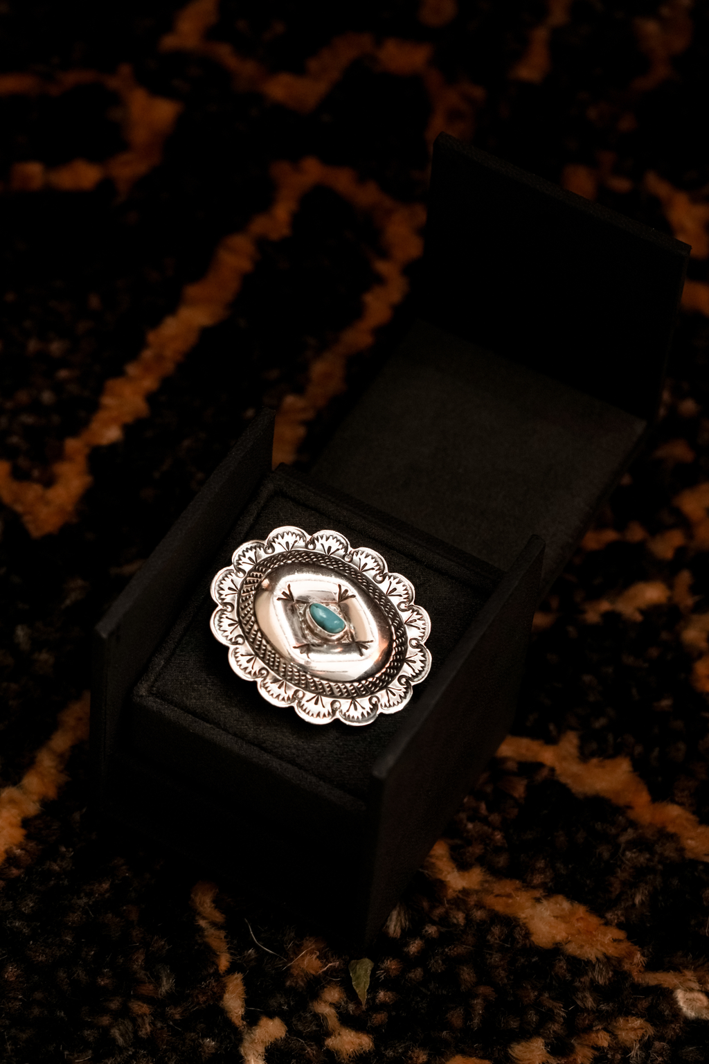 Vintage Navajo Sterling Silver Turquoise Concho