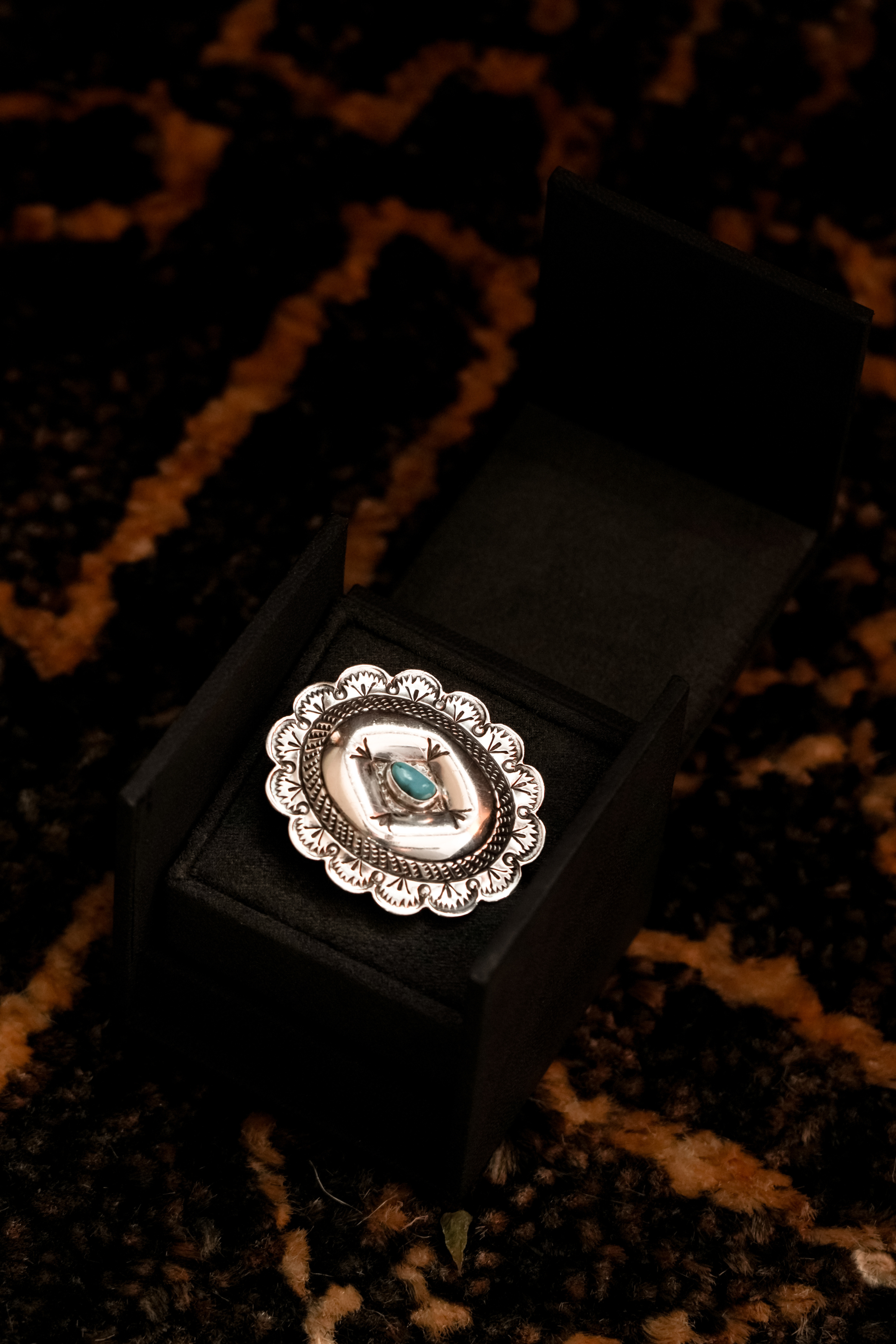 Vintage Navajo Sterling Silver Turquoise Concho