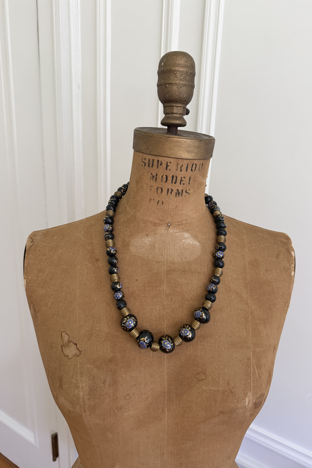 Vintage Venetian Black Wedding Cake Bead Necklace | Rare 60"