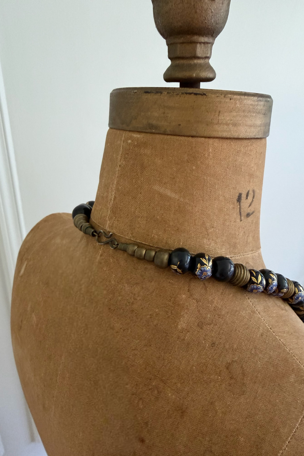 Vintage Venetian Black Wedding Cake Bead Necklace | Rare 60"