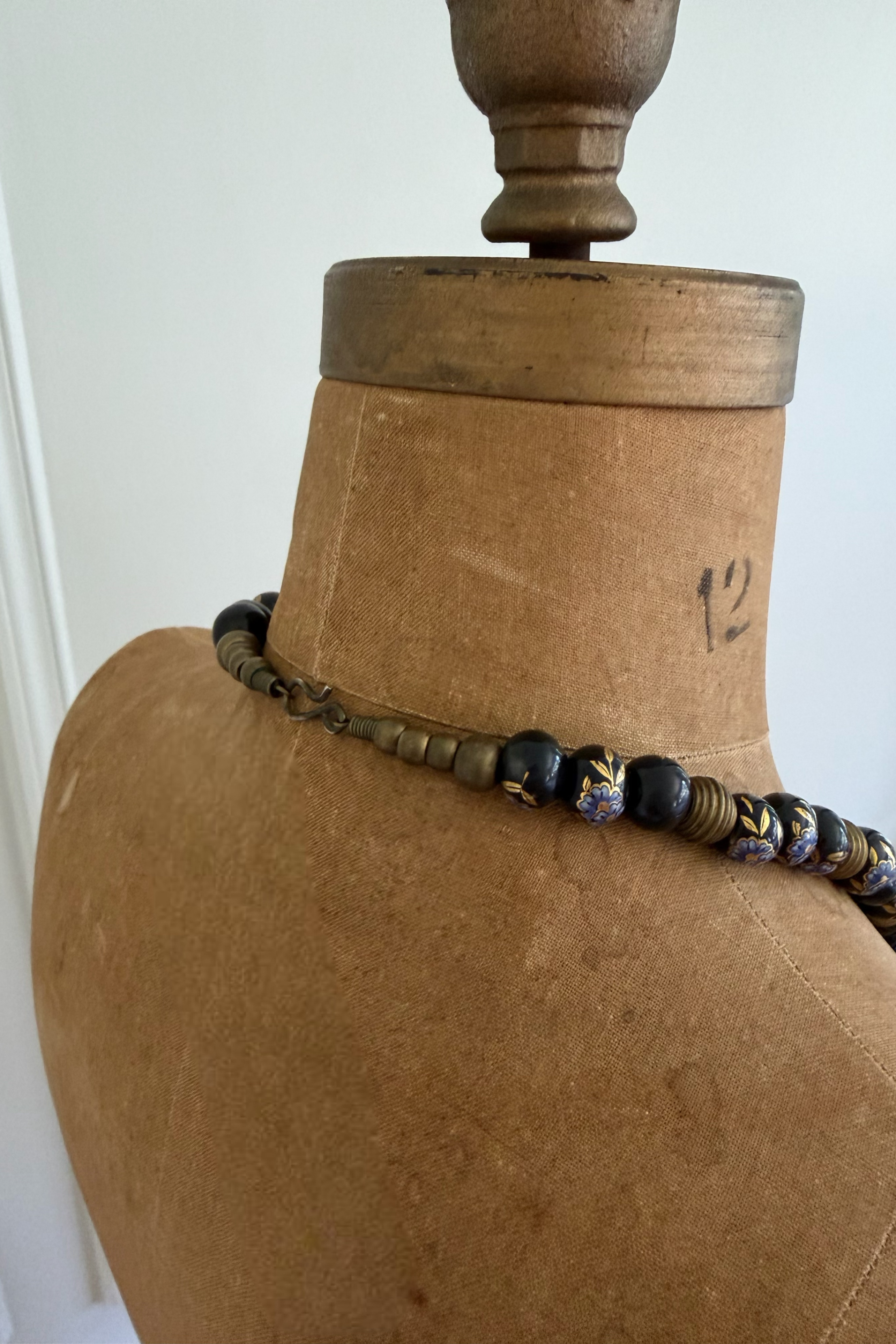 Vintage Venetian Black Wedding Cake Bead Necklace | Rare 60"