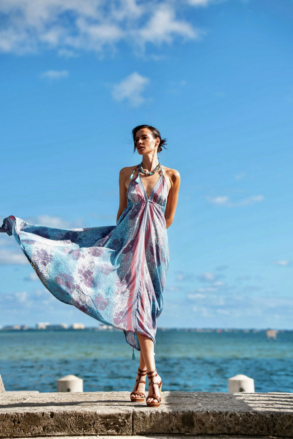 Seaside Silk Halter Dress (One Size)