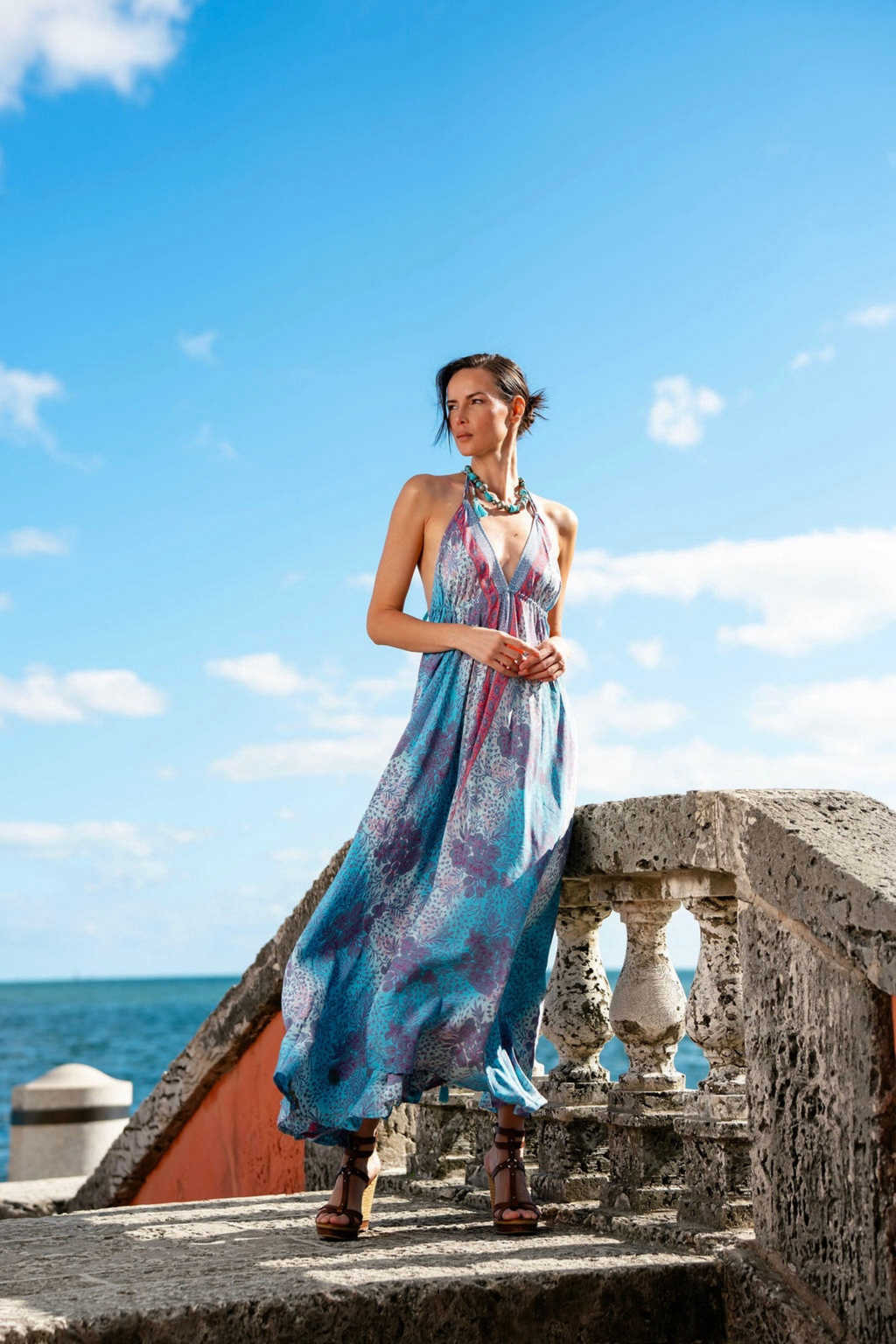 Seaside Silk Halter Dress (One Size)