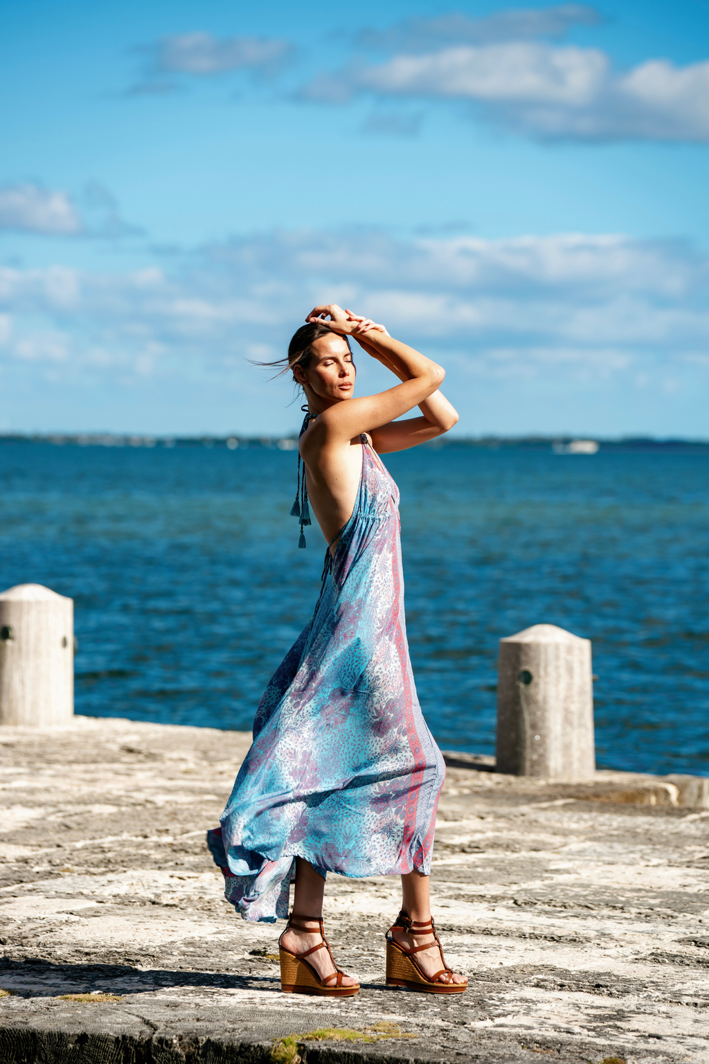 Seaside Silk Halter Dress (One Size)