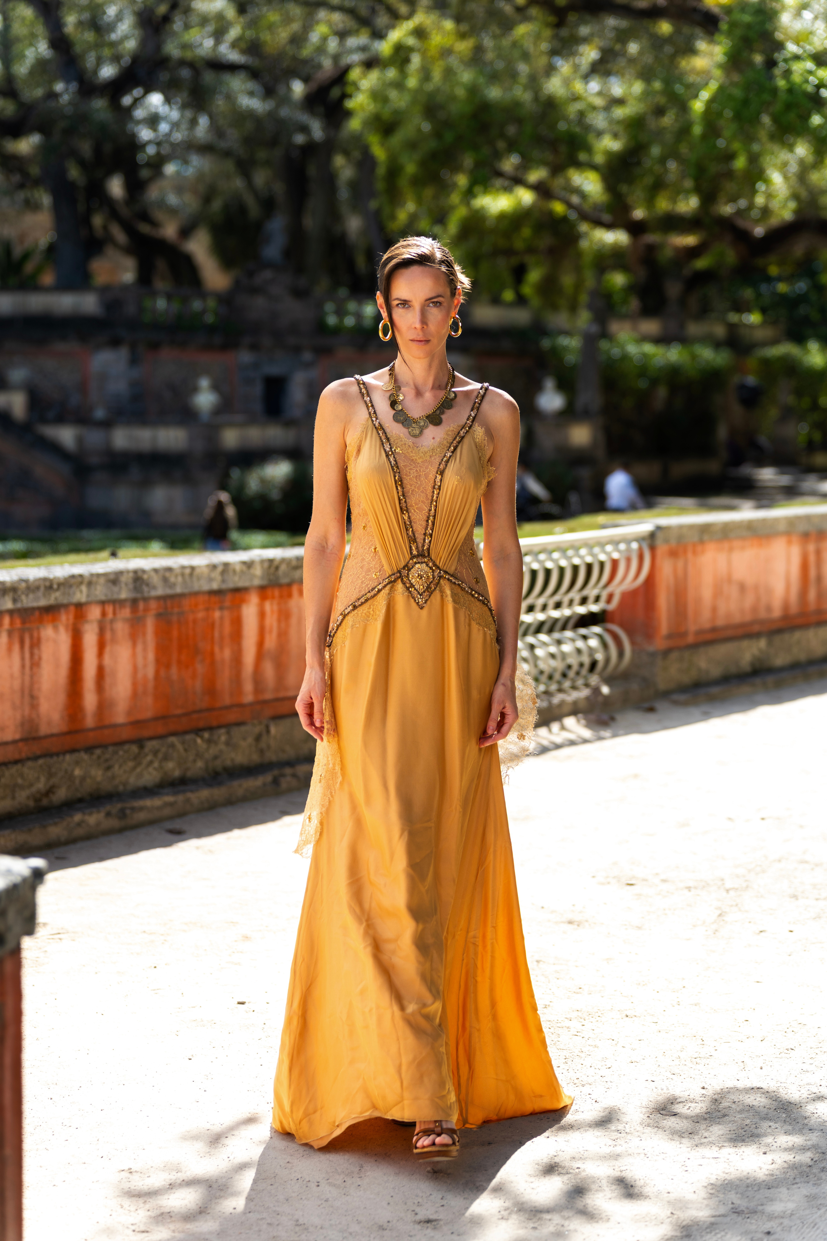 Archival Gattinolli Couture | Ethereal Gold Lace Couture Gown (M)