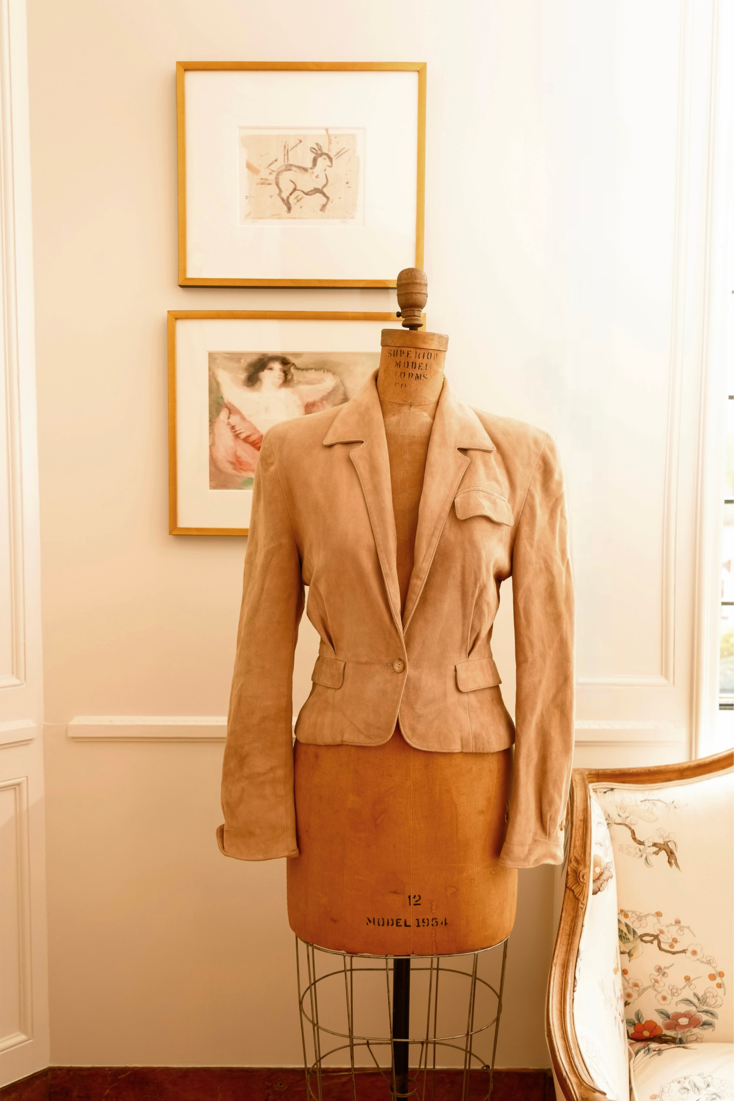 Vintage Ralph Lauren Collection Tan Suede Tailored Blazer Jacket | Size 8