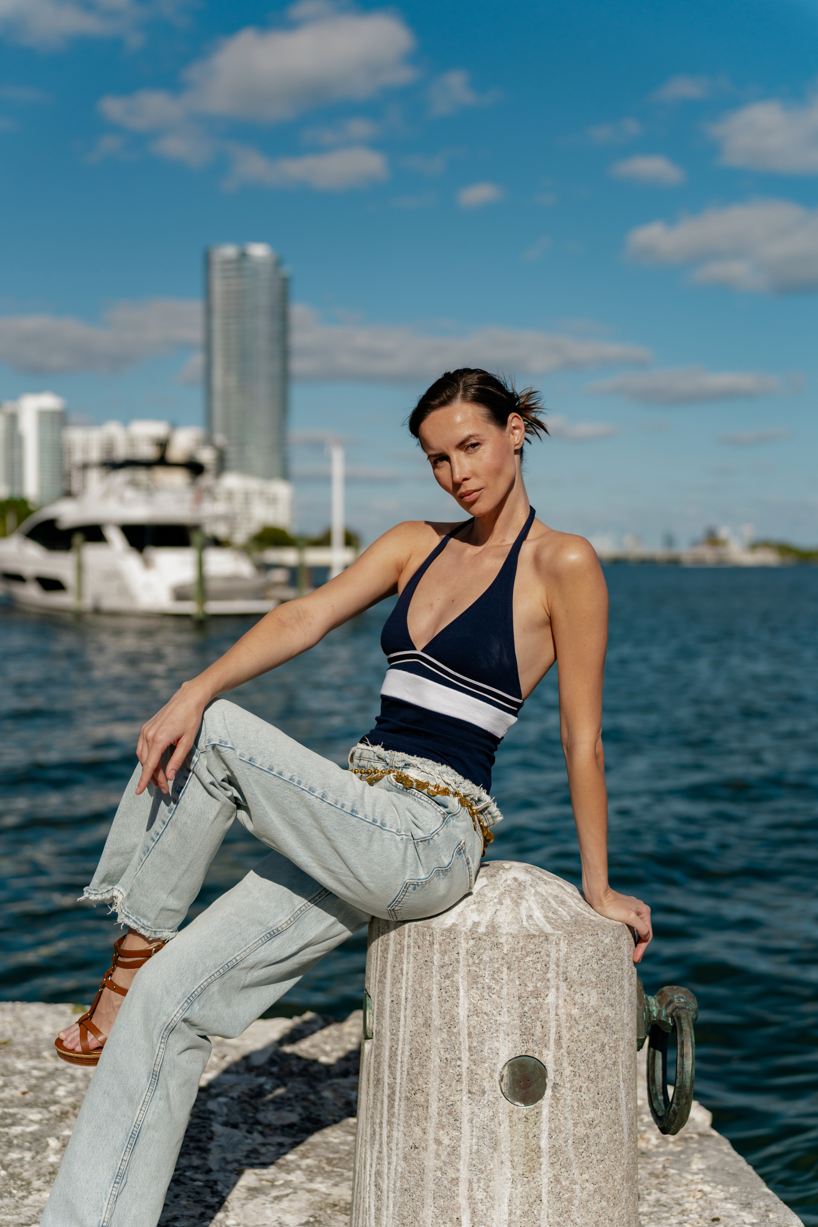 1980s JAG Nautical Stripe Halter Top (XS-M)