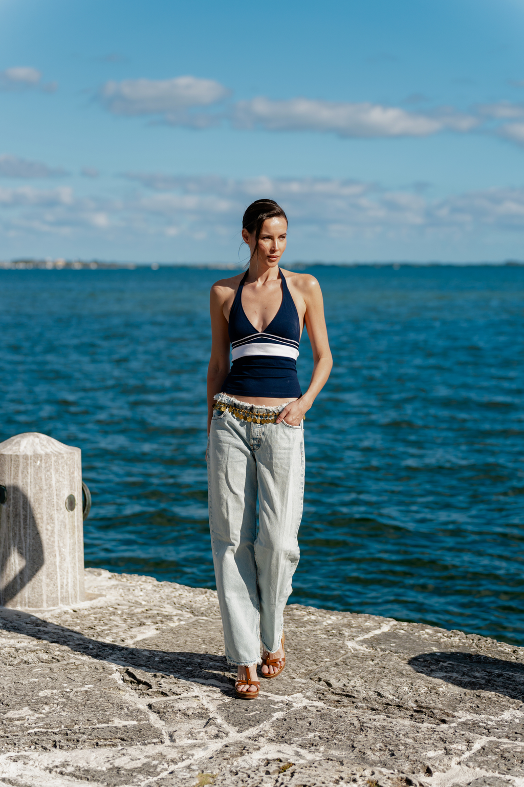 1980s JAG Nautical Stripe Halter Top (XS-M)
