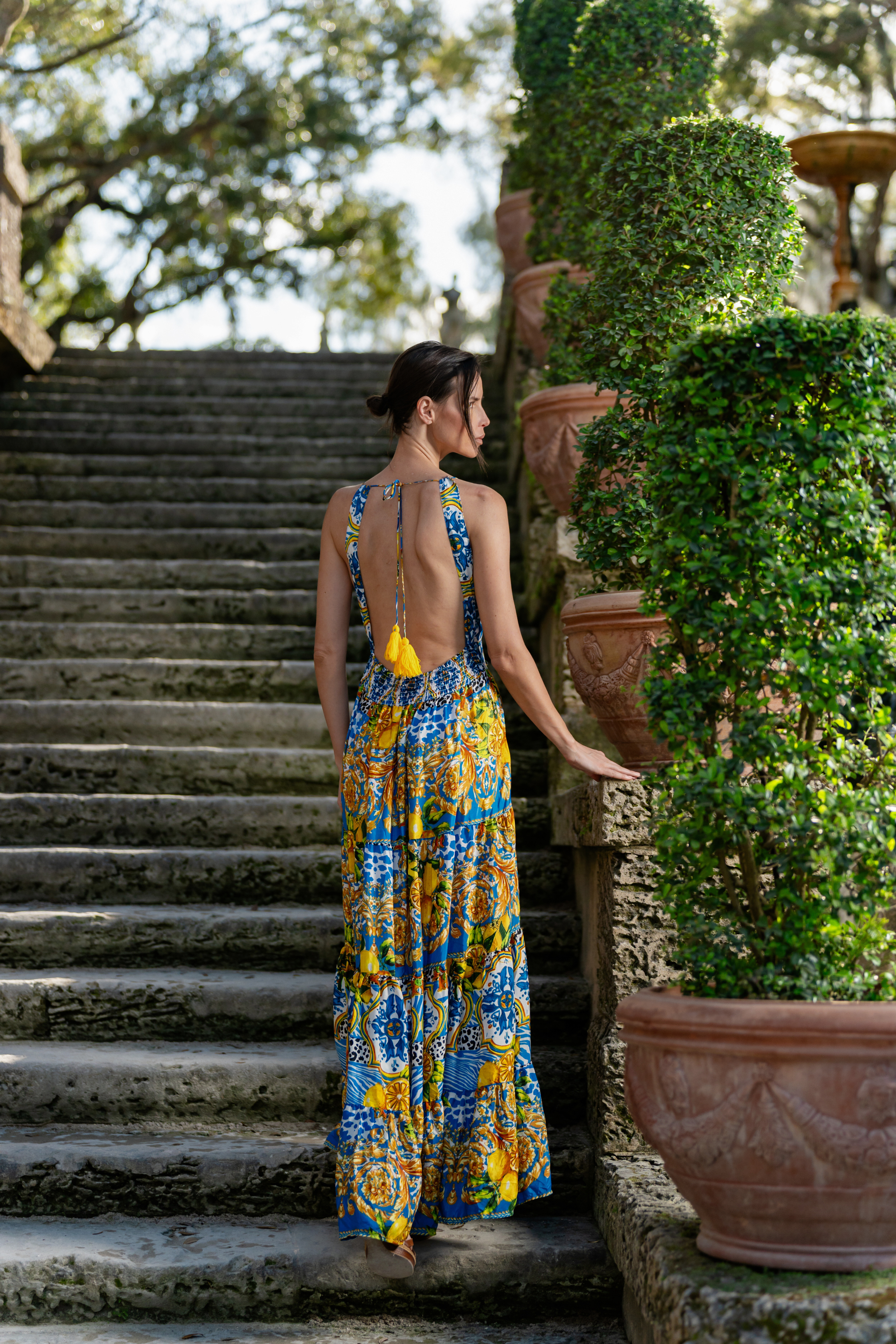 Amalfi Azure & Citron Maxi Dress (One Size)