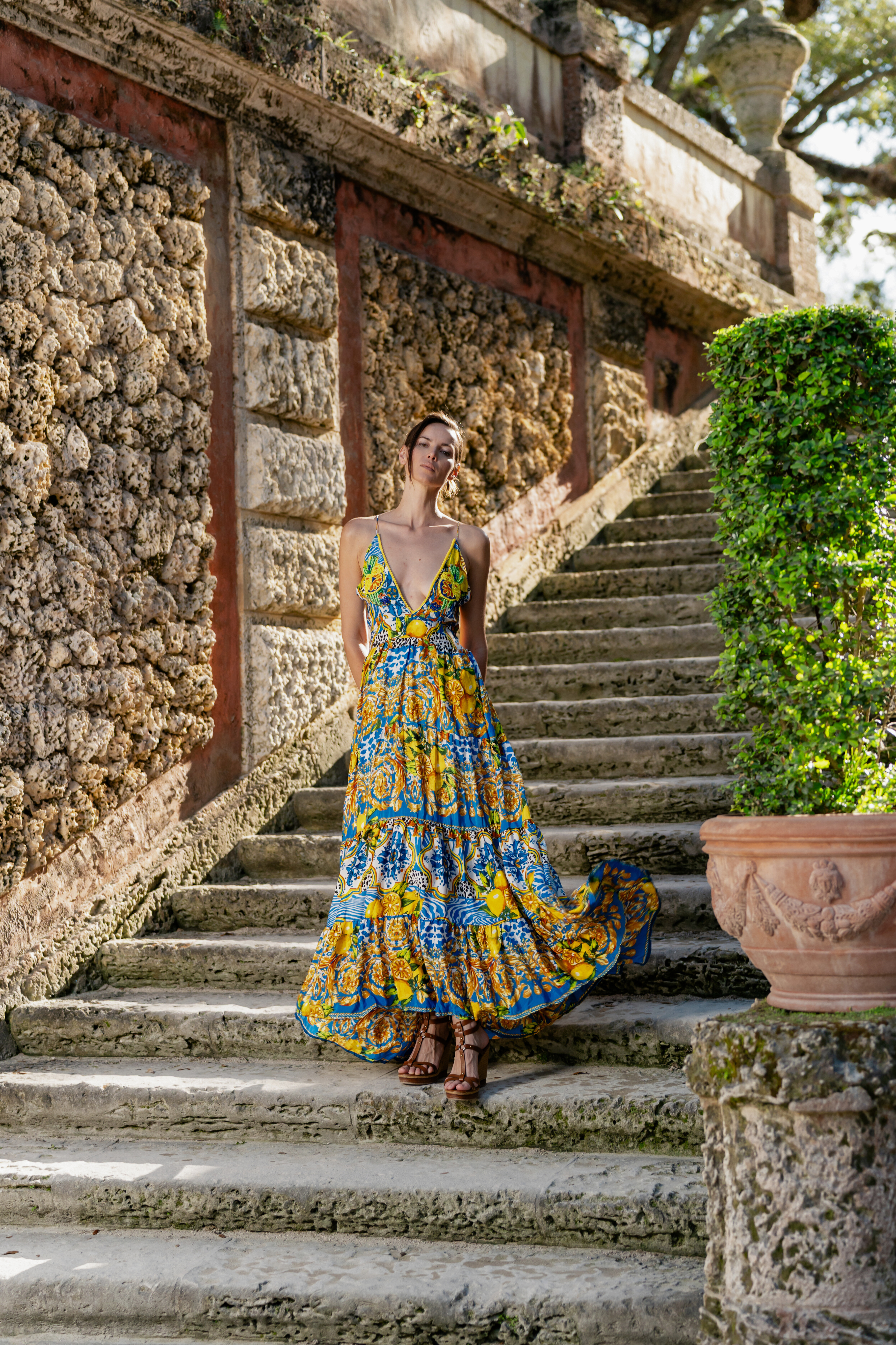 Amalfi Azure & Citron Maxi Dress (One Size)