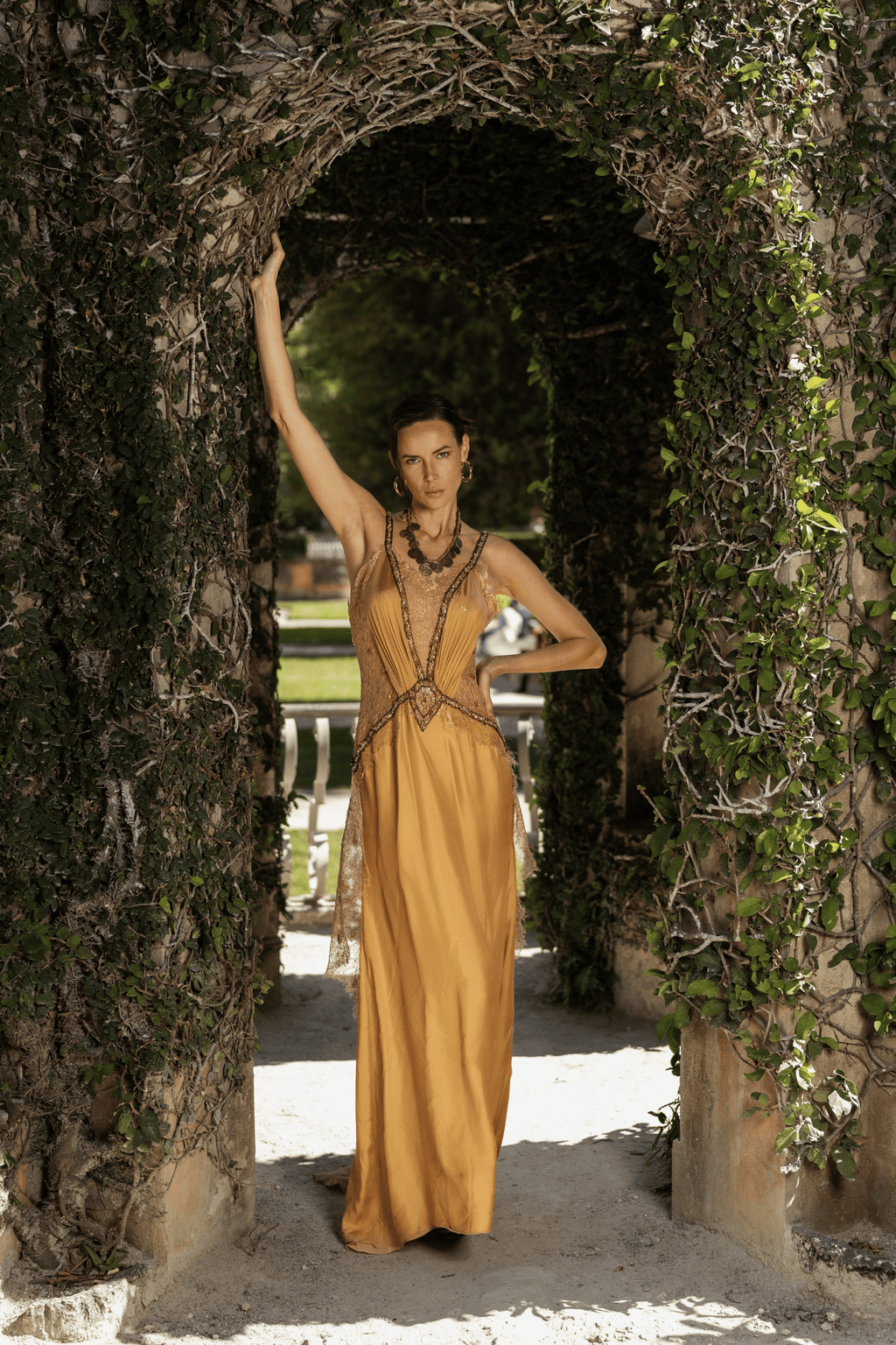 Archival Gattinolli Couture | Ethereal Gold Lace Couture Gown (M)
