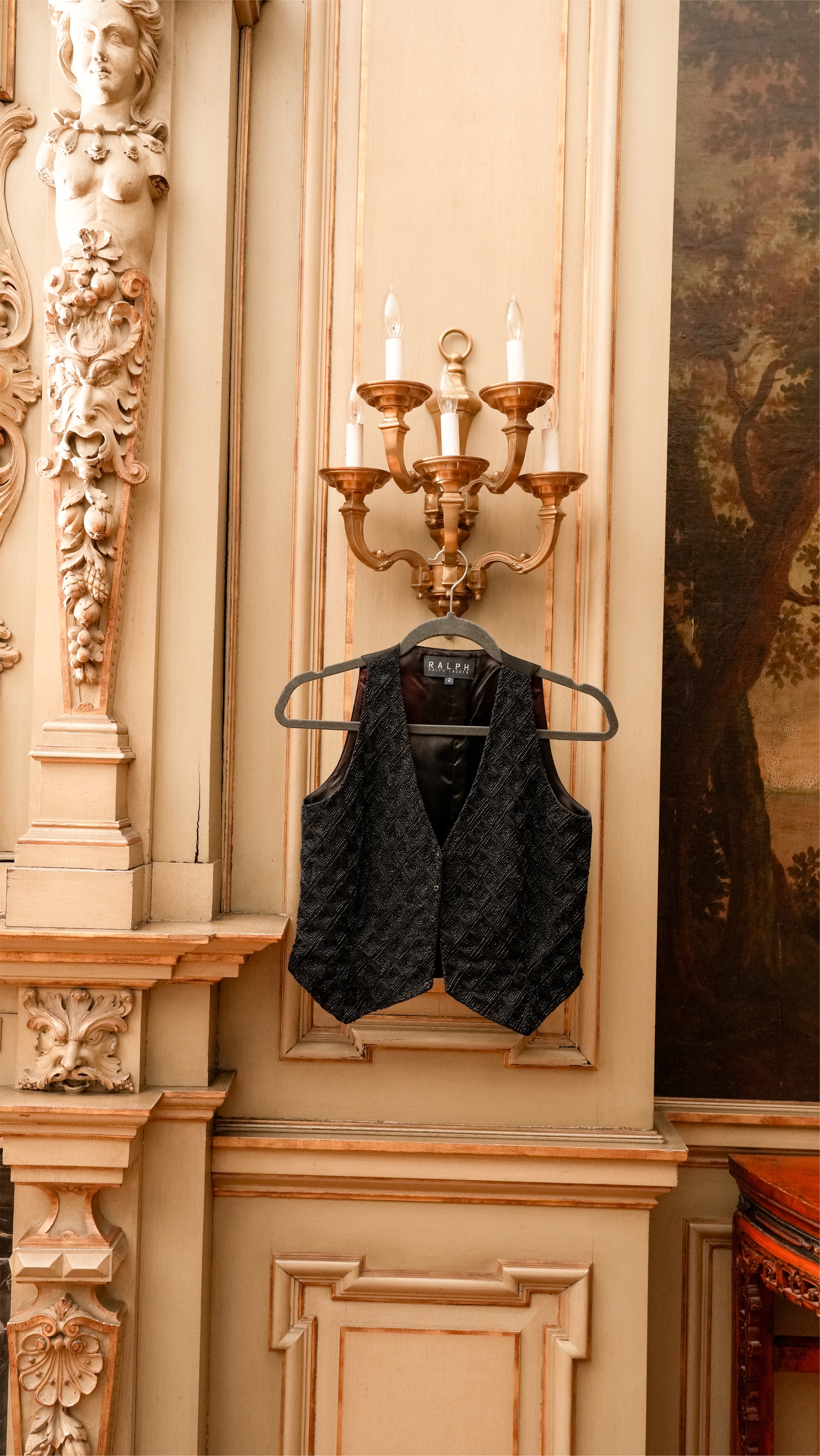 Vintage RRL Beaded Tuxedo Vest (XXS-XS)