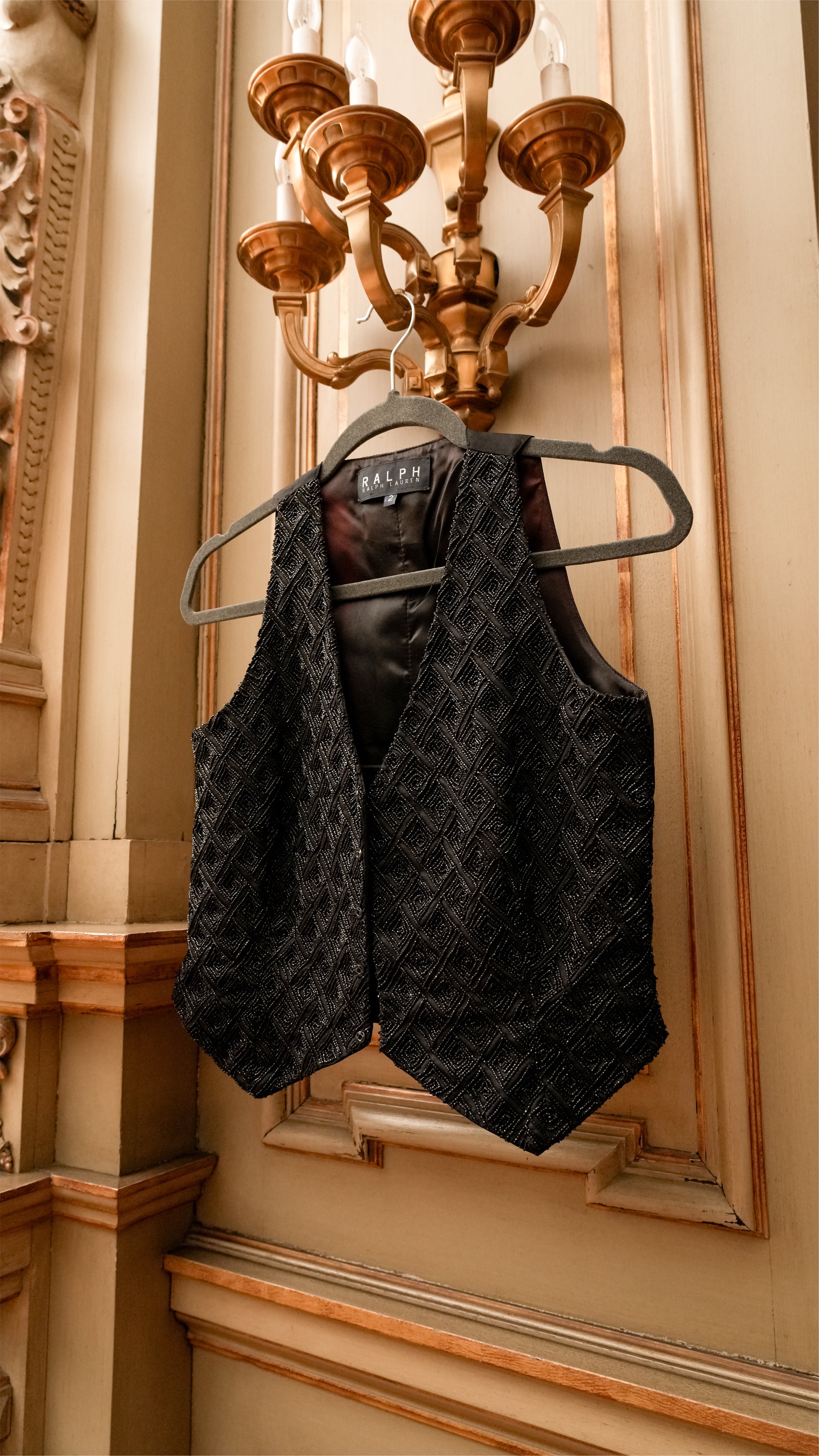 Vintage RRL Beaded Tuxedo Vest (XXS-XS)