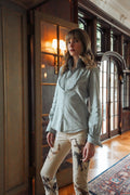 Vintage Ralph Lauren Light Denim Mock-Neck Blouse (XS-S)