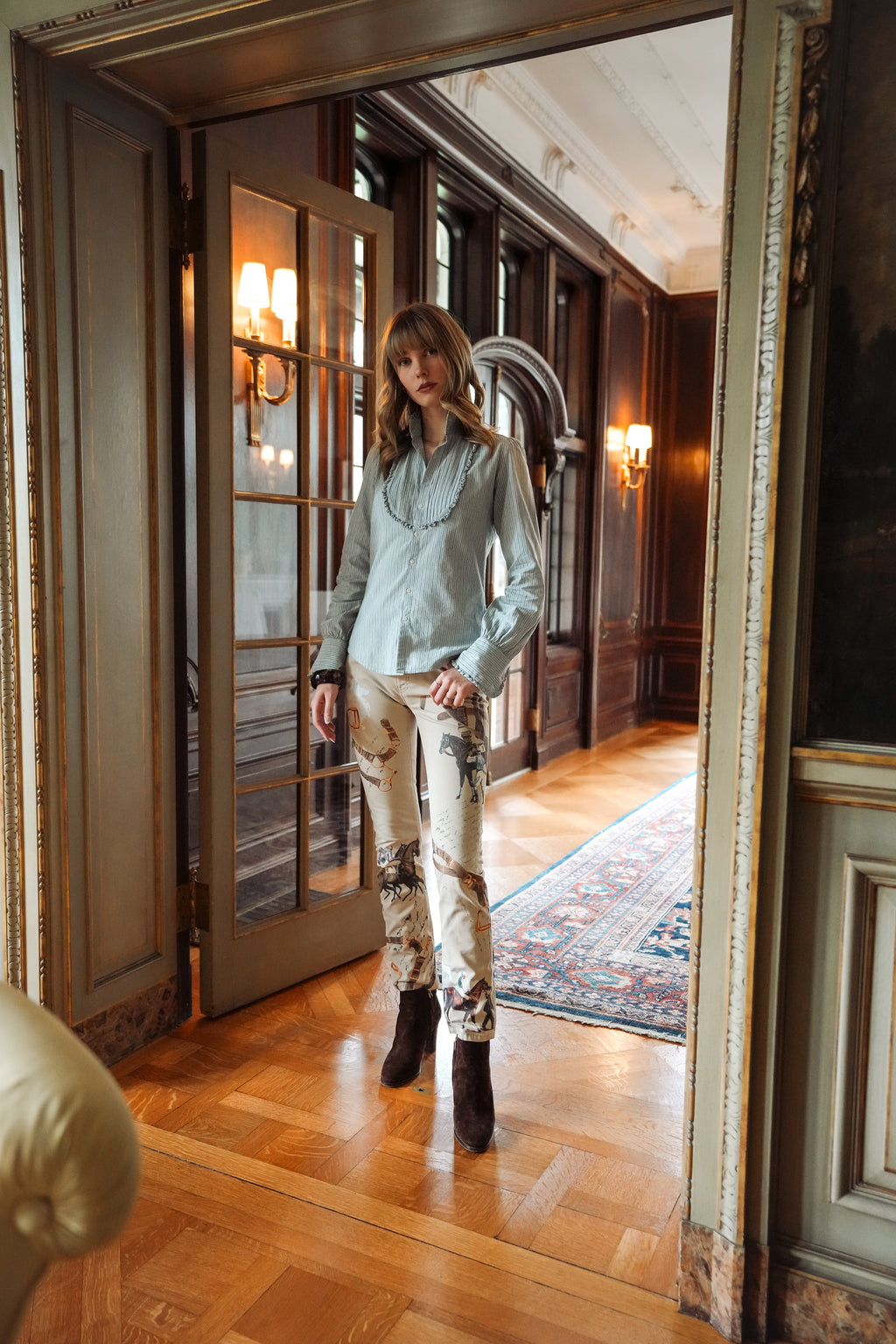 Vintage Ralph Lauren Equestrian Print  Pants (XXS-XS)