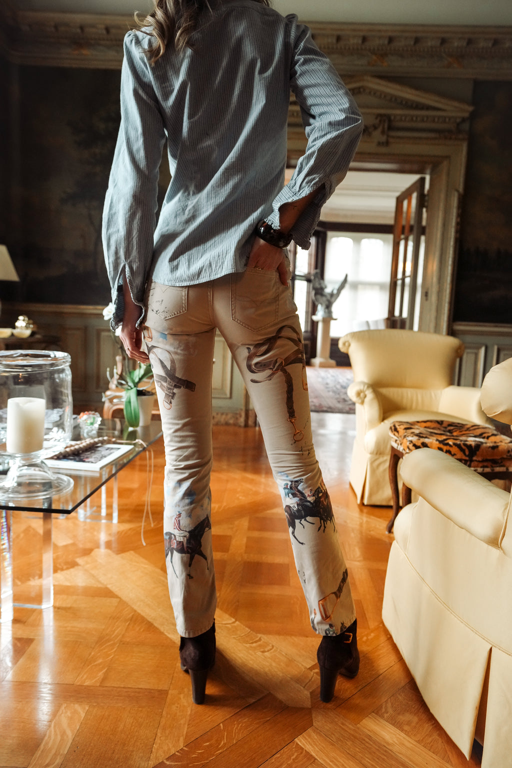 Vintage Ralph Lauren Equestrian Print  Pants (XXS-XS)