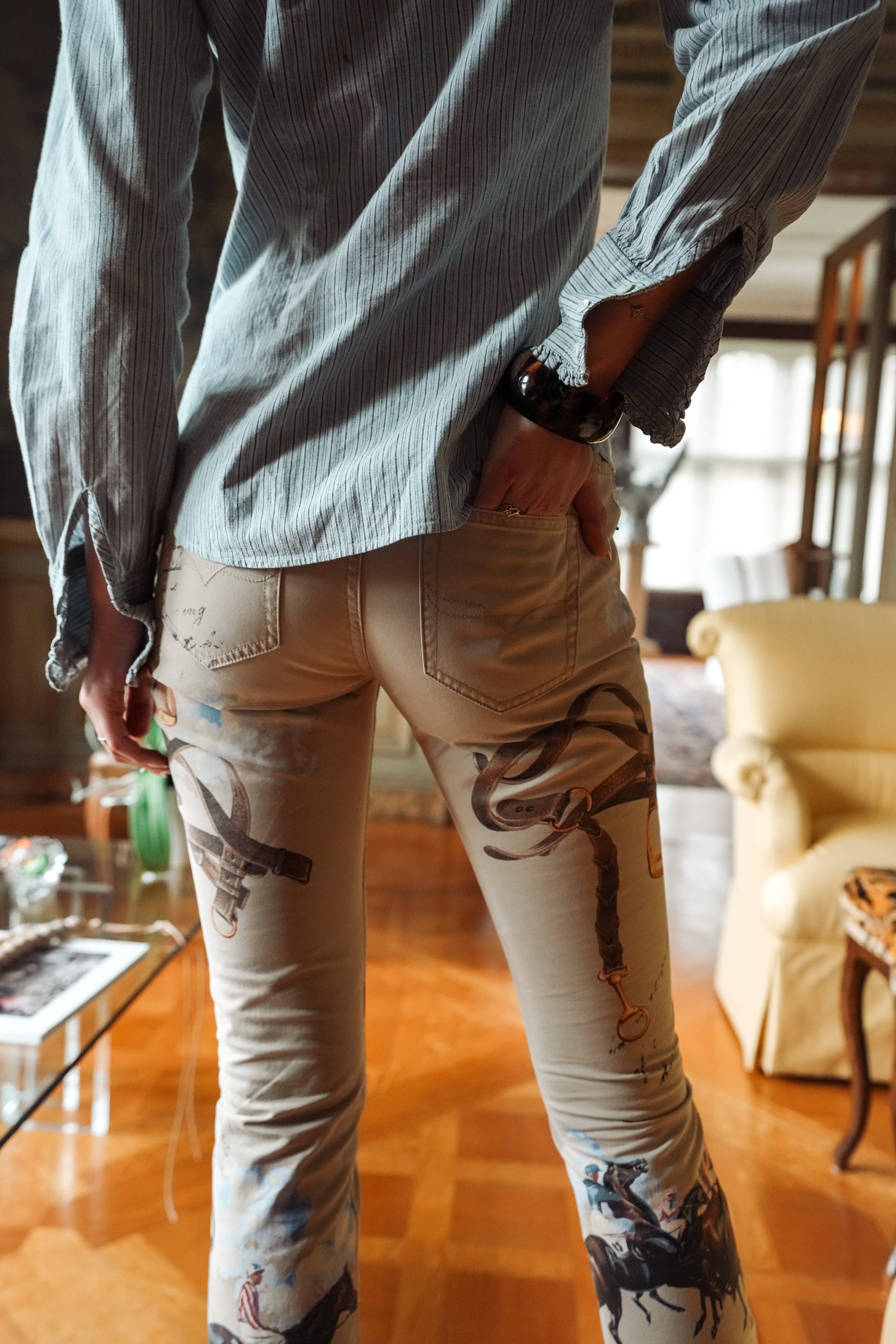 Vintage Ralph Lauren Equestrian Print  Pants (XXS-XS)