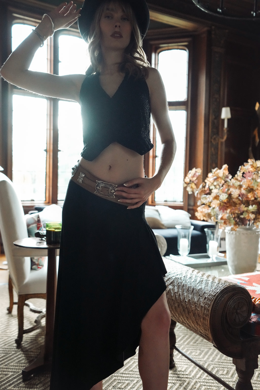 RL Purple Label Pleated Asymmetrical Midi Skirt (S-M)