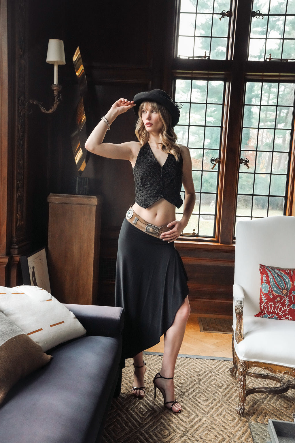 RL Purple Label Pleated Asymmetrical Midi Skirt (S-M)