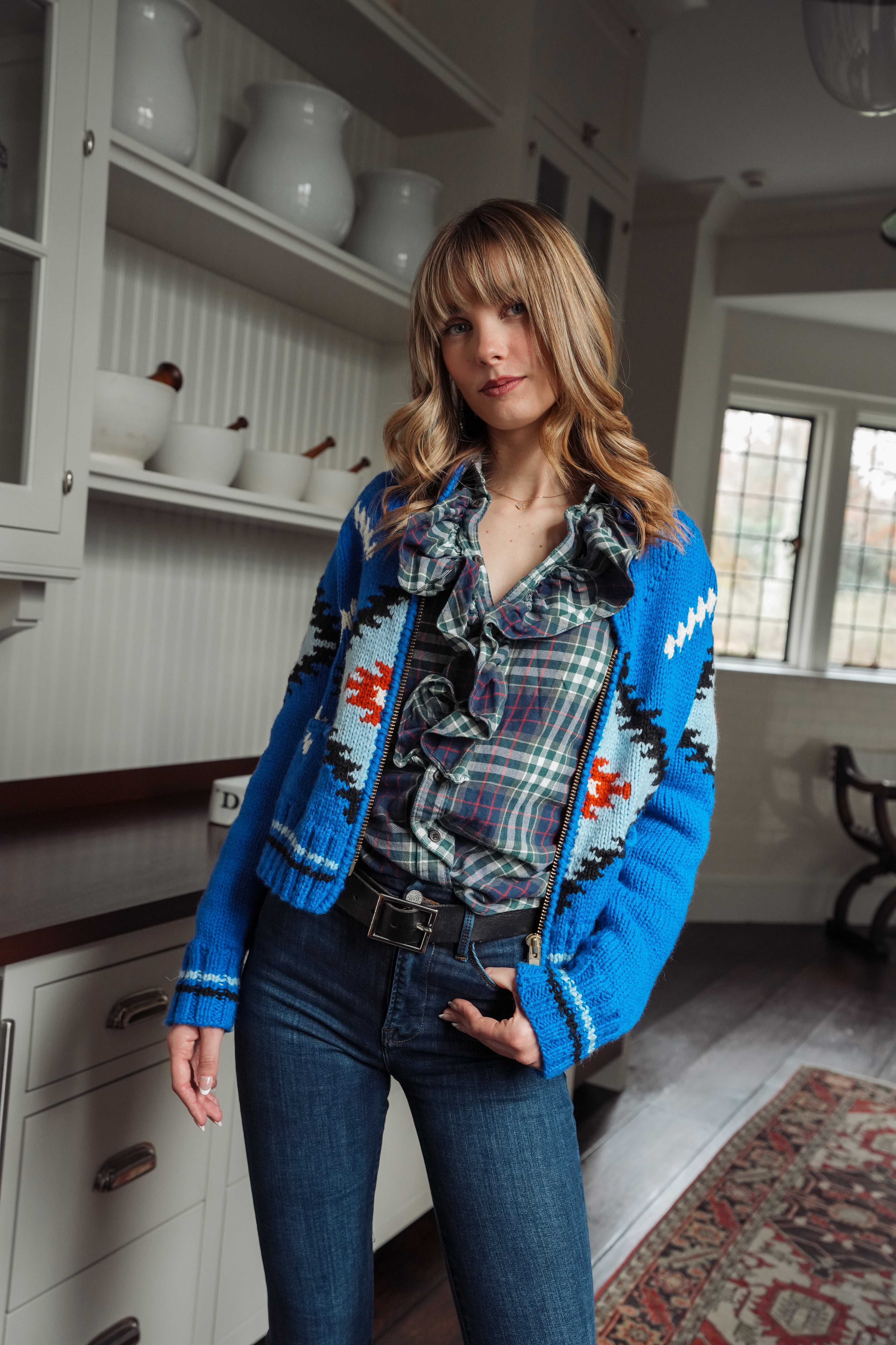 Vintage Rugby Ralph Lauren Plaid Ruffle Blouse (XS-S)