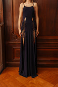Archival Gemeli Power Navy Lace-Up Cutout Gown (XS-S)