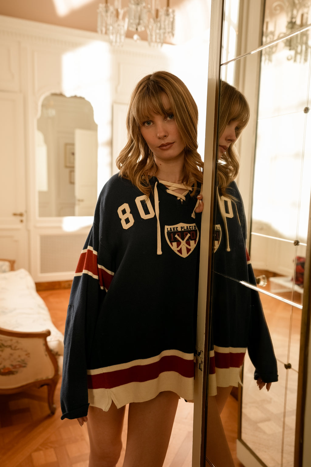 Vintage Lake Placid 1980 Hockey Lace-Up Pullover (One Size)