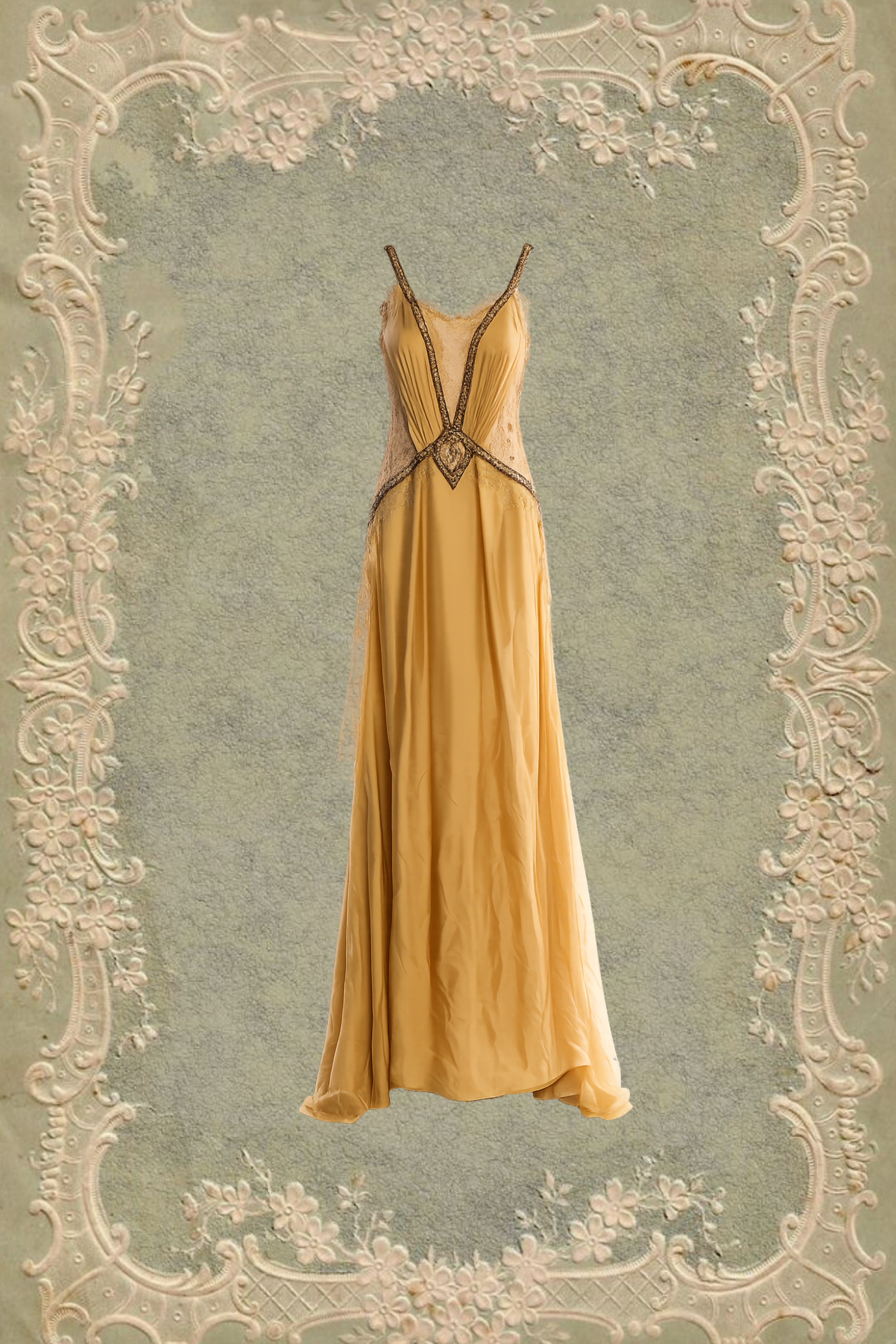 Archival Gattinolli Couture | Ethereal Gold Lace Couture Gown (M)