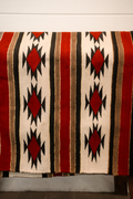 Antique Navajo wool rug with red diamond geometric design